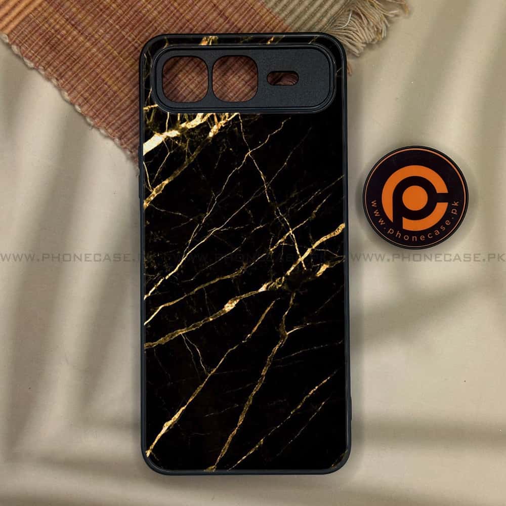 Infinix Smart 10 Plus - Black Marble Series - Premium Metal Printed soft Bumper shock Proof Case