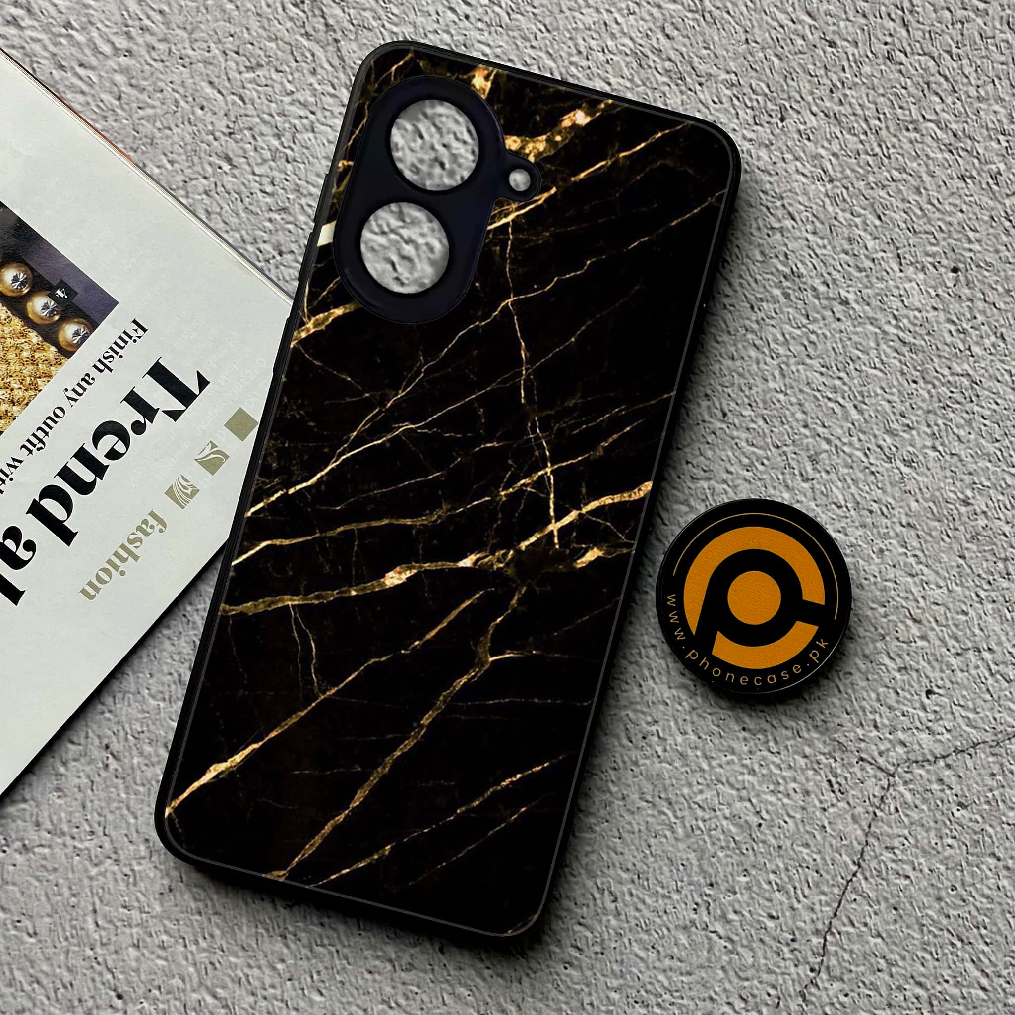 Xiaomi Redmi A5 - Black Marble Series - Premium Metal Printed soft Bumper shock Proof Case