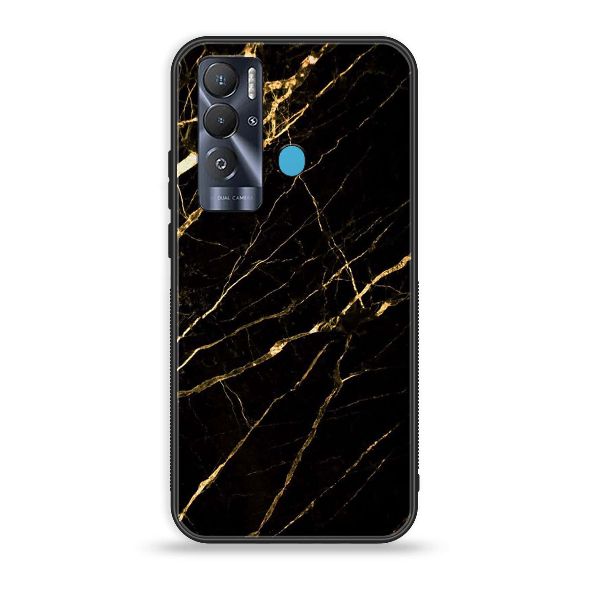 Tecno Pova Neo Black Marble Premium Printed Glass soft Bumper shock Proof Case