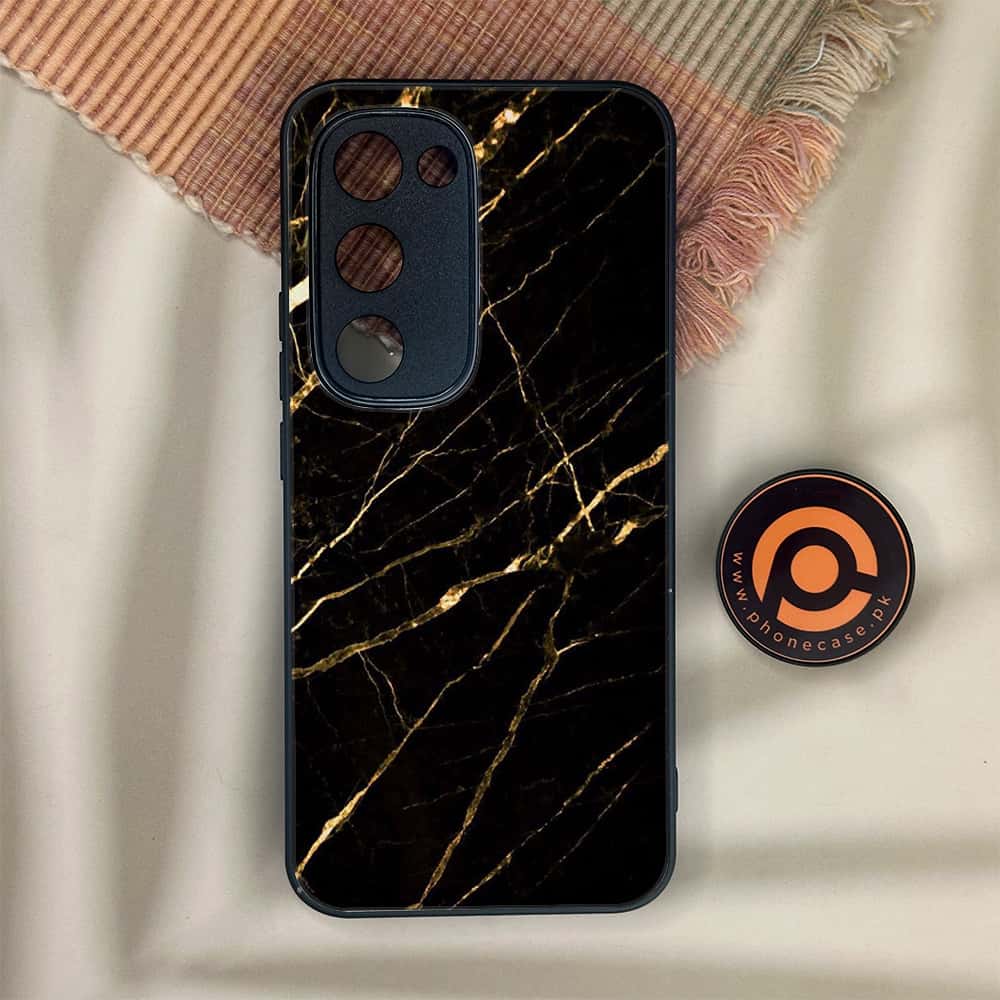 Tecno Spark 40 Pro Plus - Black Marble Series - Premium Metal Printed soft Bumper shock Proof Case