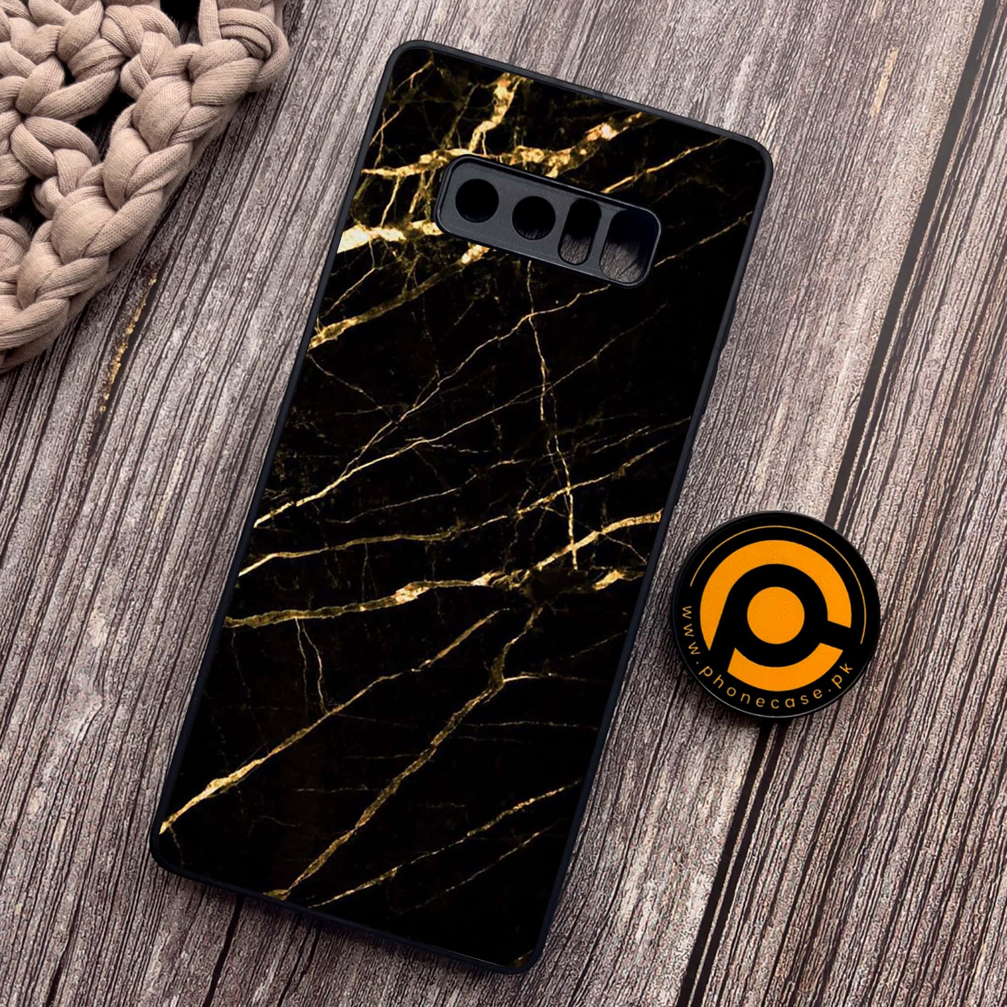 Samsung Galaxy Note 8 - Black Marble Series - Premium Metal Printed soft Bumper shock Proof Case