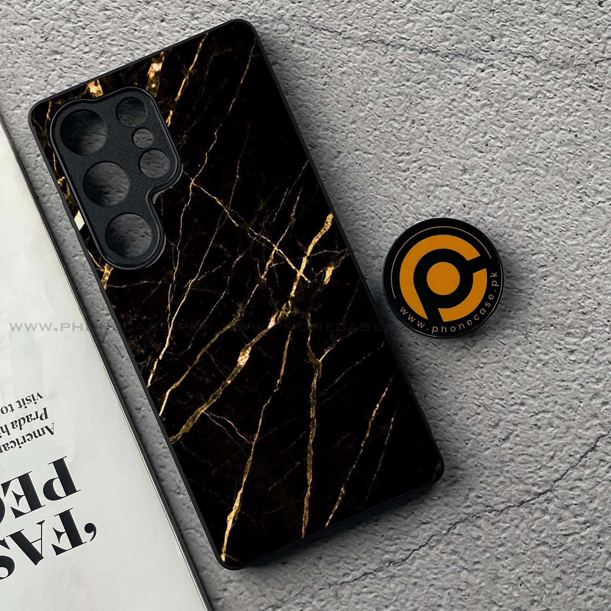 OnePlus 13 - Black Marble Series - Premium Metal Printed soft Bumper shock Proof Case