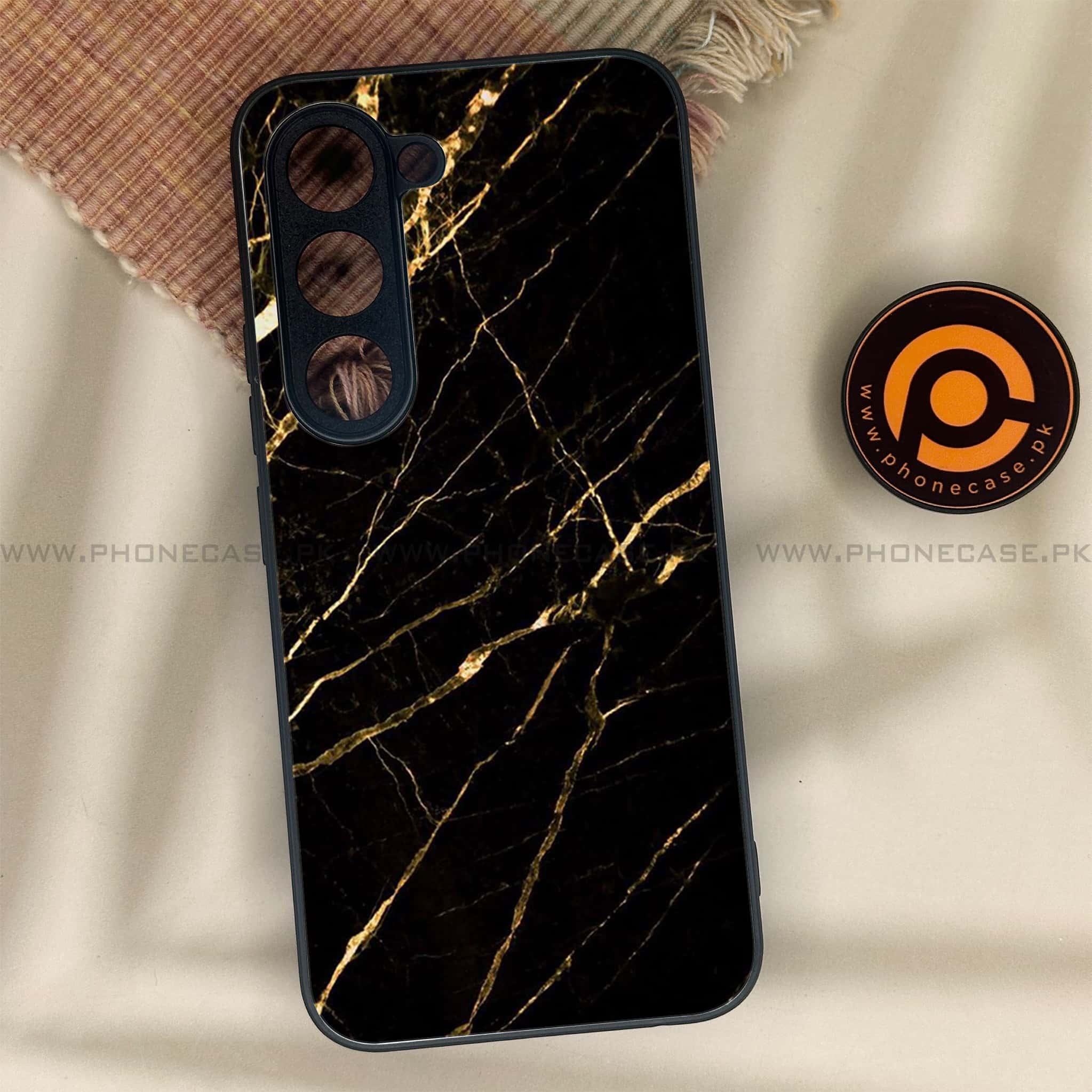 Tecno Spark 40 Pro - Black Marble Series - Premium Metal Printed soft Bumper shock Proof Case