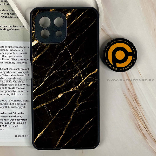 Mi 11 Lite  / 11 Lite 5G NE - Black Marble  Design 7  - Premium Printed Glass soft Bumper shock Proof Case  CS-25699