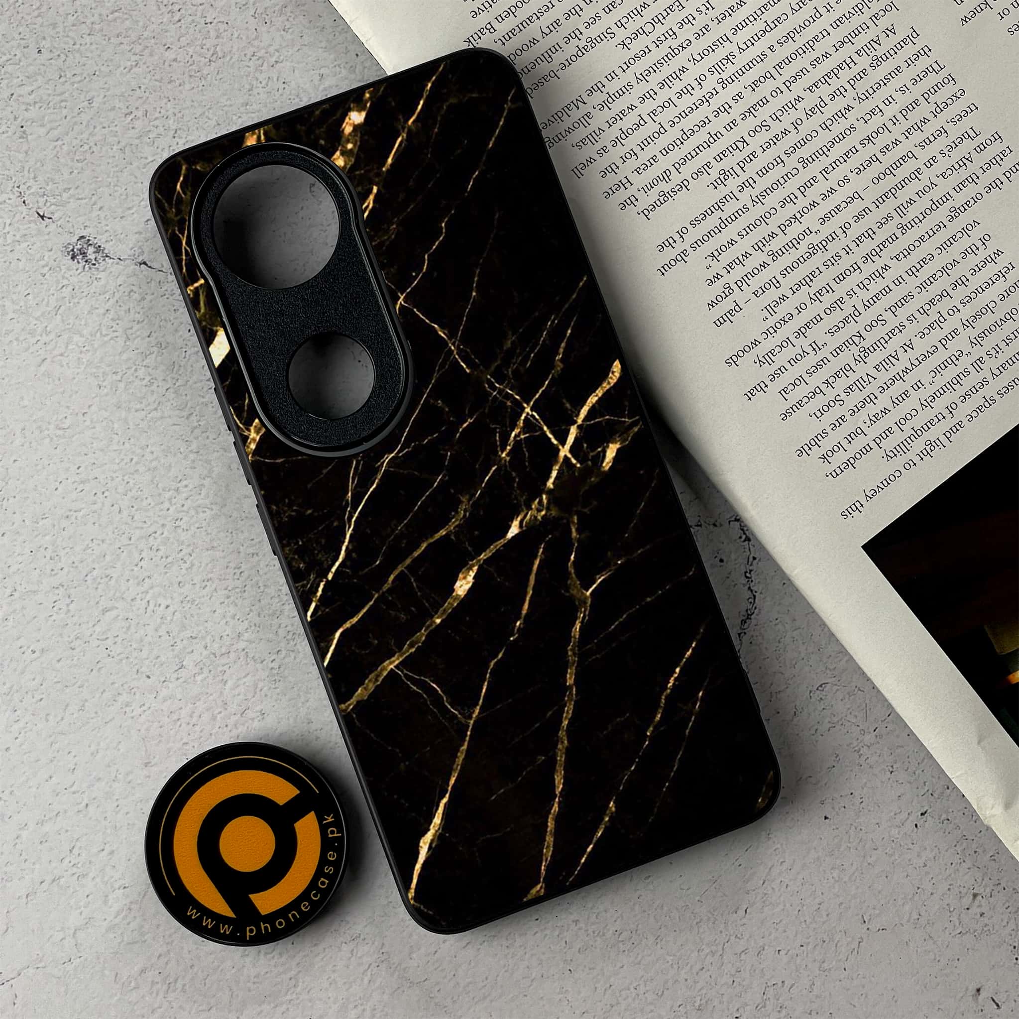 Vivo V50 - Black Marble Series - Premium Metal Printed Soft Bumper Shockproof Case