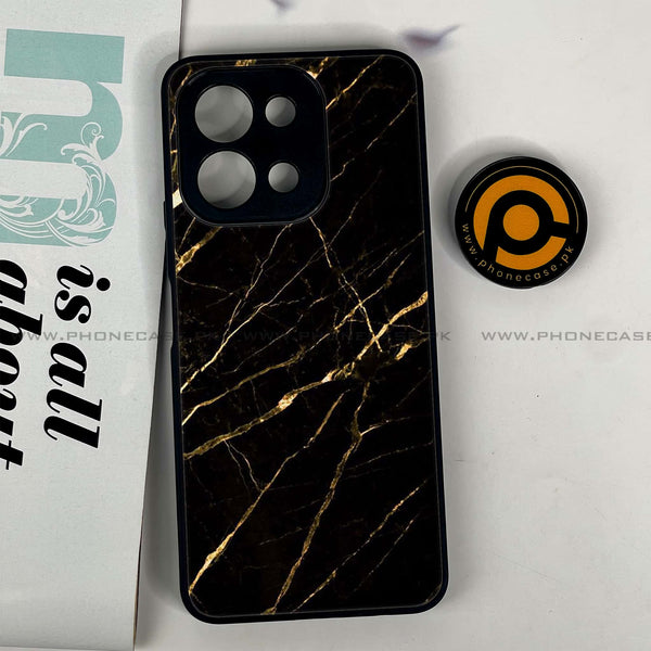 Vivo Y28 - Black Marble Design 7- Premium Printed Glass soft Bumper shock Proof Case CS-45118