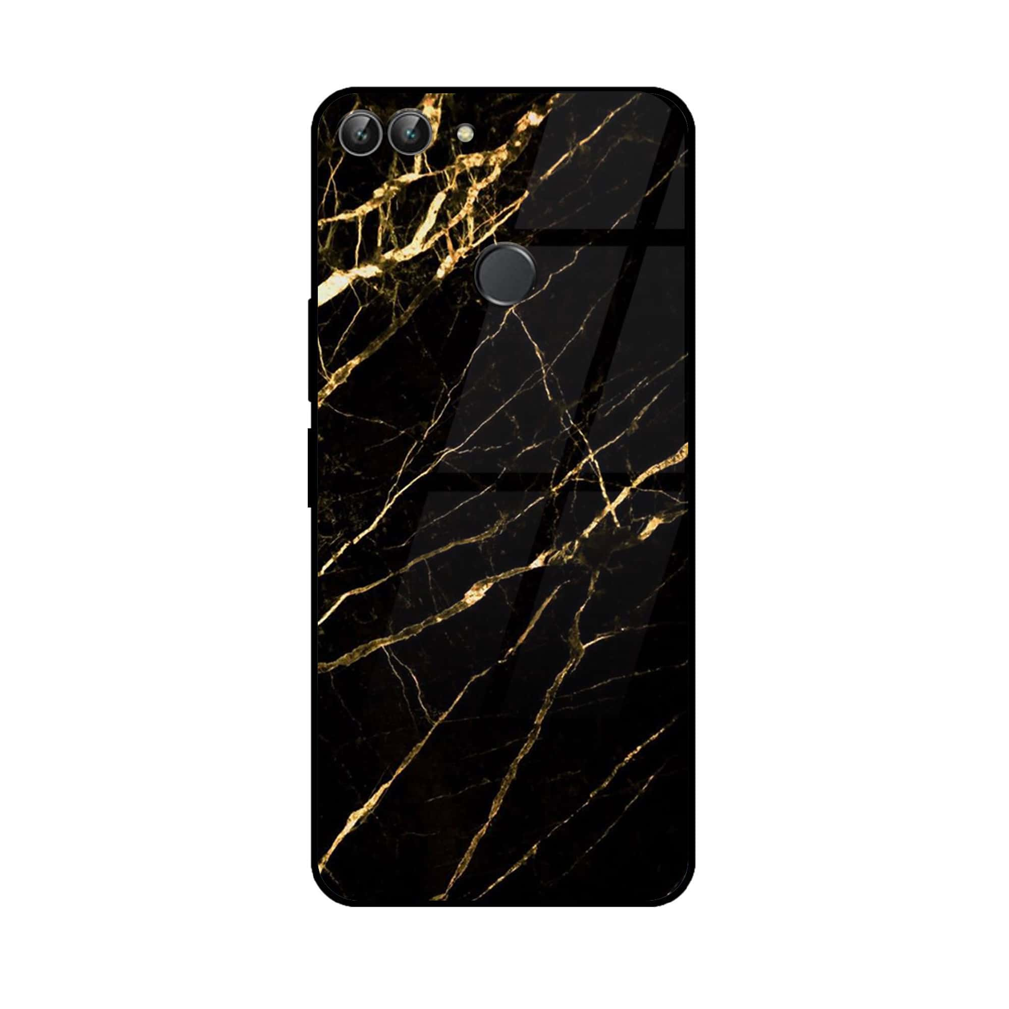 Huawei P Smart - Black Marble Series - Premium Printed Glass soft Bumper shock Proof Case