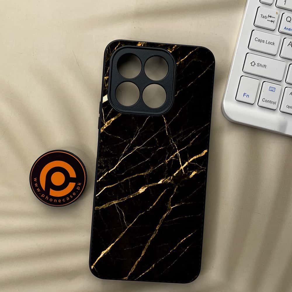 Honor X5b Plus - Black Marble Series - Premium Metal  Printed soft Bumper shock Proof Case