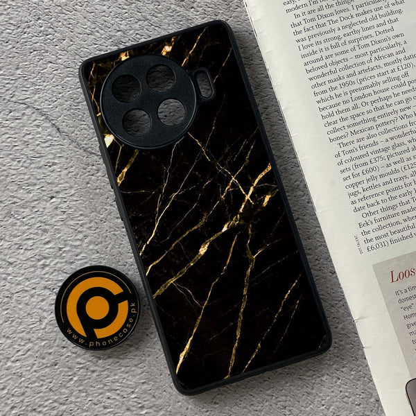 Tecno Spark 20 pro plus - Black Marble Design 7- Premium Printed Glass soft Bumper shock Proof Case CS-45119