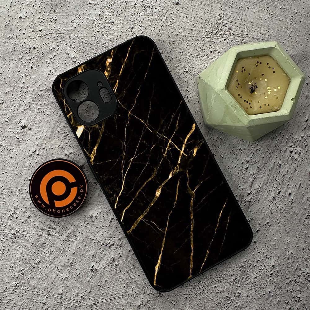 Nothing Phone 2 - Black Marble Series - Premium Metal  Printed soft Bumper shock Proof Case