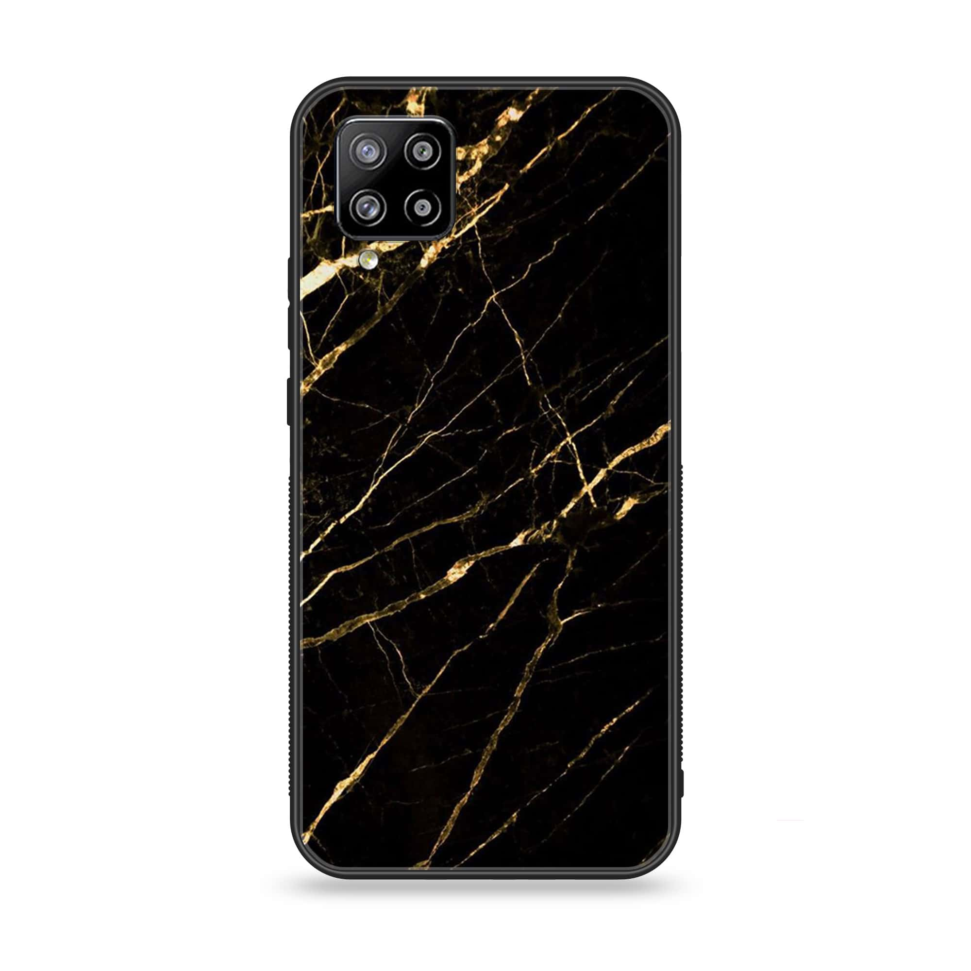 Samsung Galaxy A42 5G - Black Marble Series - Premium Printed Glass soft Bumper shock Proof Case