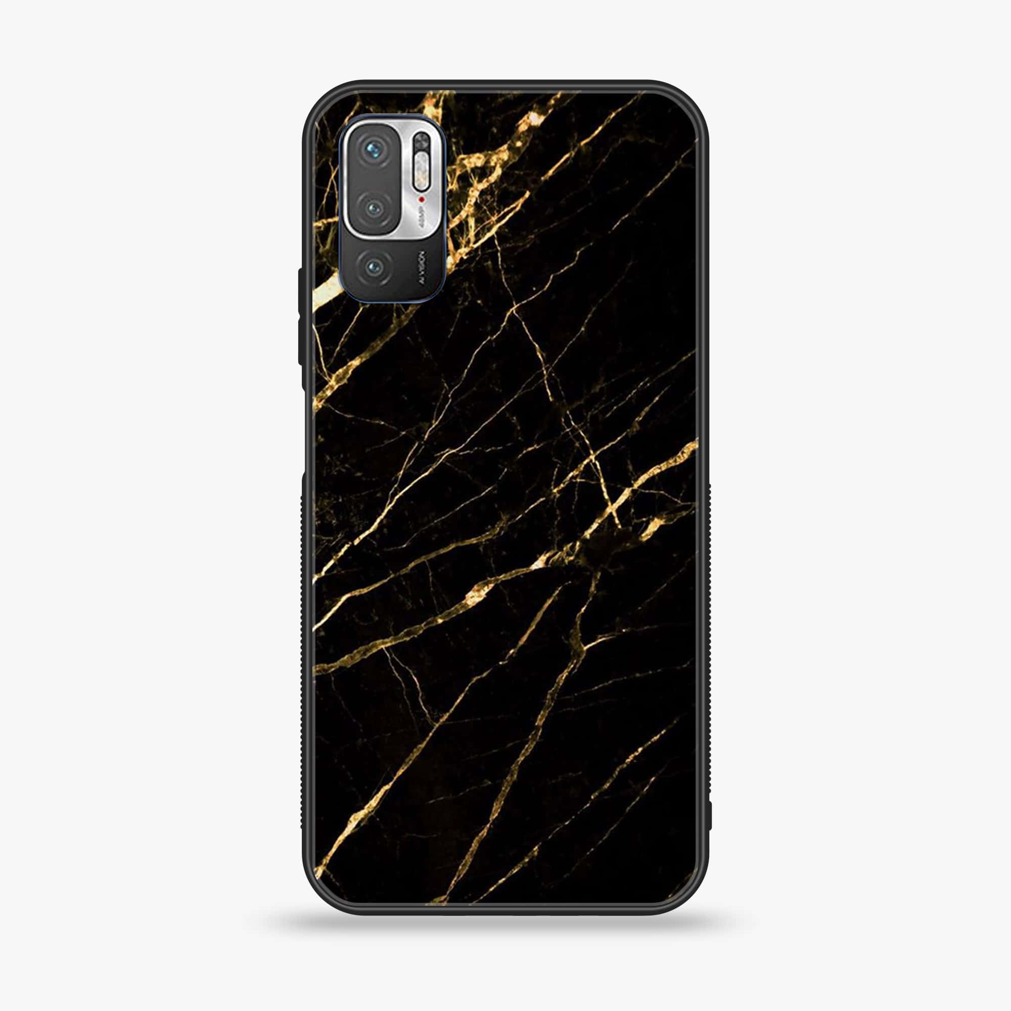 Xiaomi Redmi Note 10 5G - Black Marble Series - Premium Printed Glass soft Bumper shock Proof Case