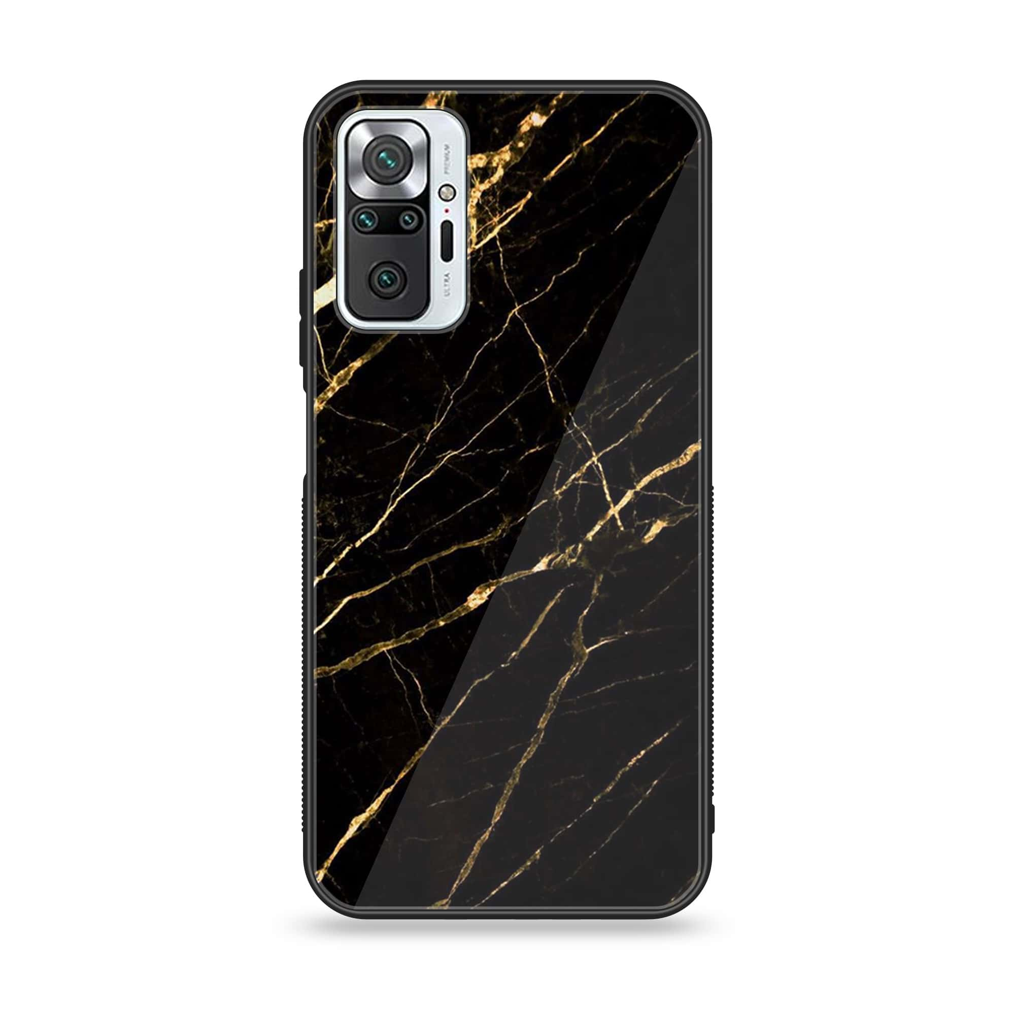 Xiaomi Redmi Note 10 Pro - Black Marble Series - Premium Printed Glass soft Bumper shock Proof Case