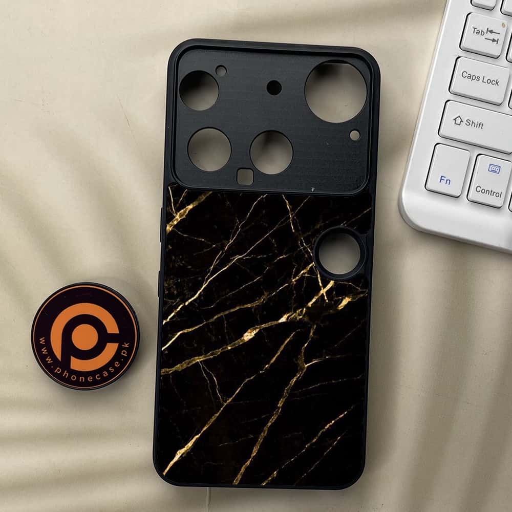 Nothing Phone 3 - Black Marble Series - Premium Metal  Printed soft Bumper shock Proof Case