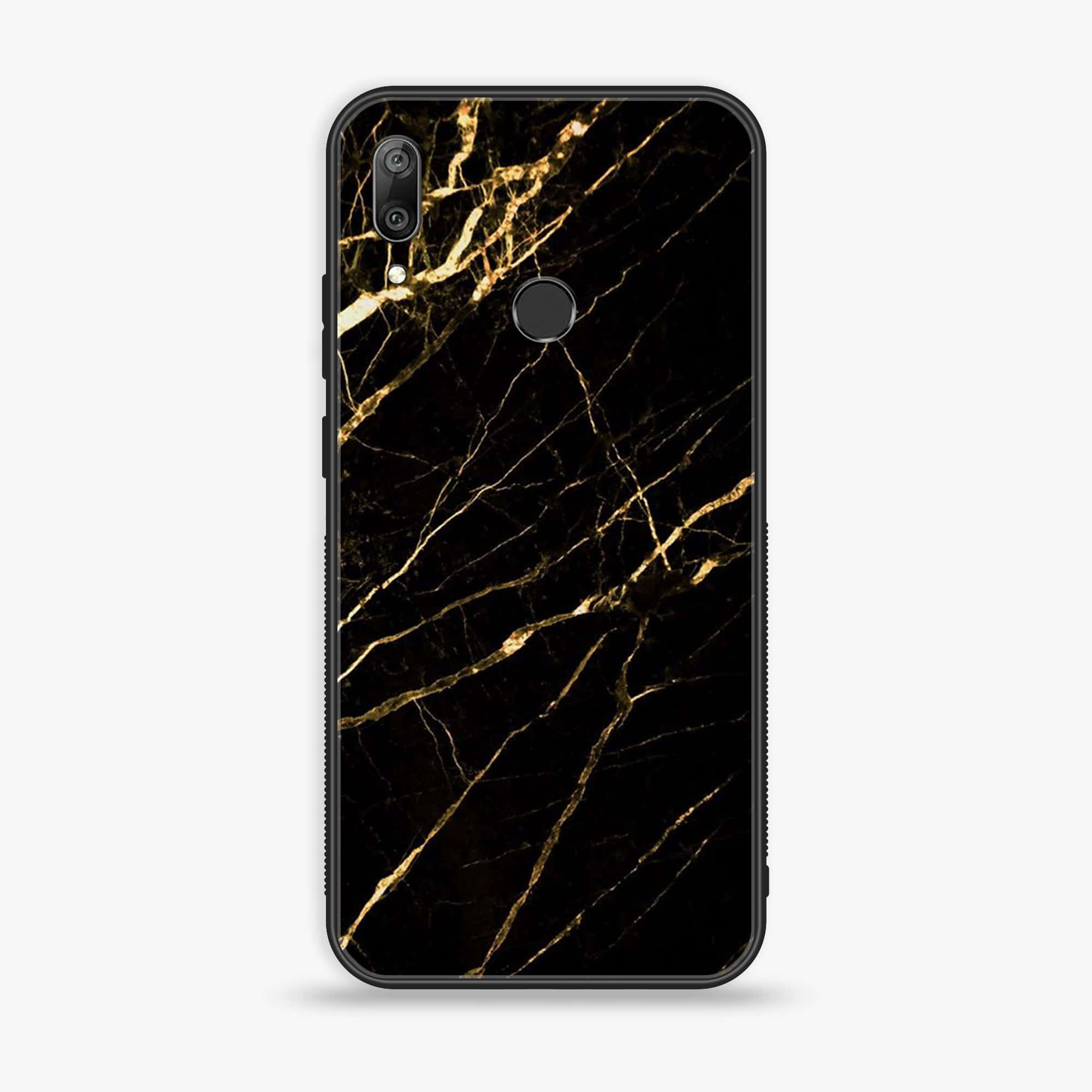 Huawei Y7 Prime (2019) - Black Marble Series - Premium Printed Glass soft Bumper shock Proof Case