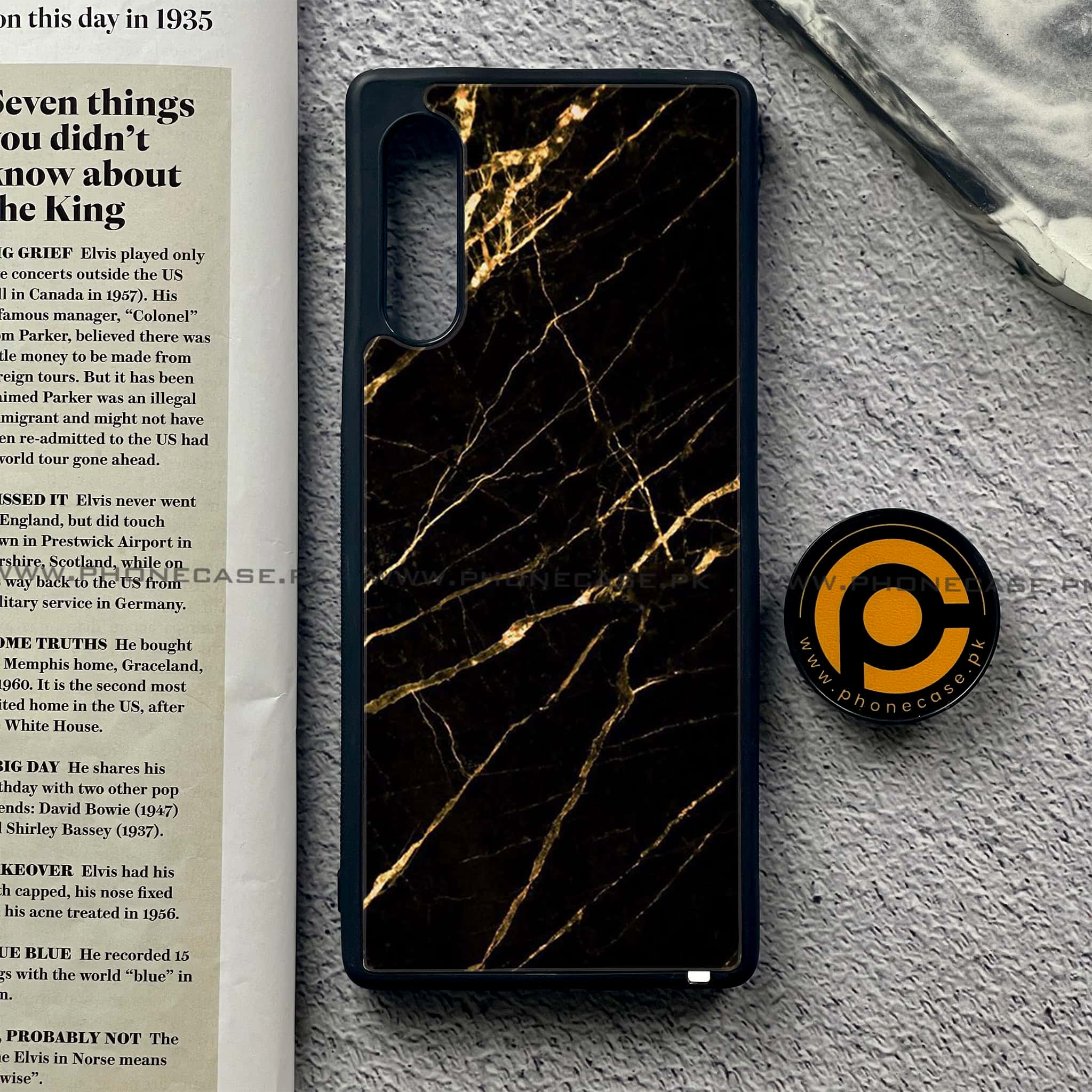 LG Velvet - Black Marble Series - Premium Printed Glass soft Bumper shock Proof Case