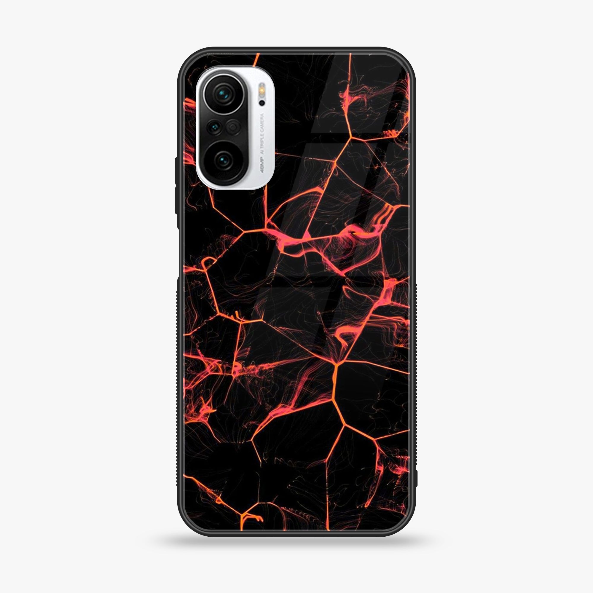 Xiaomi Poco F3 -Black marble Series - Premium Printed Glass soft Bumper shock Proof Case