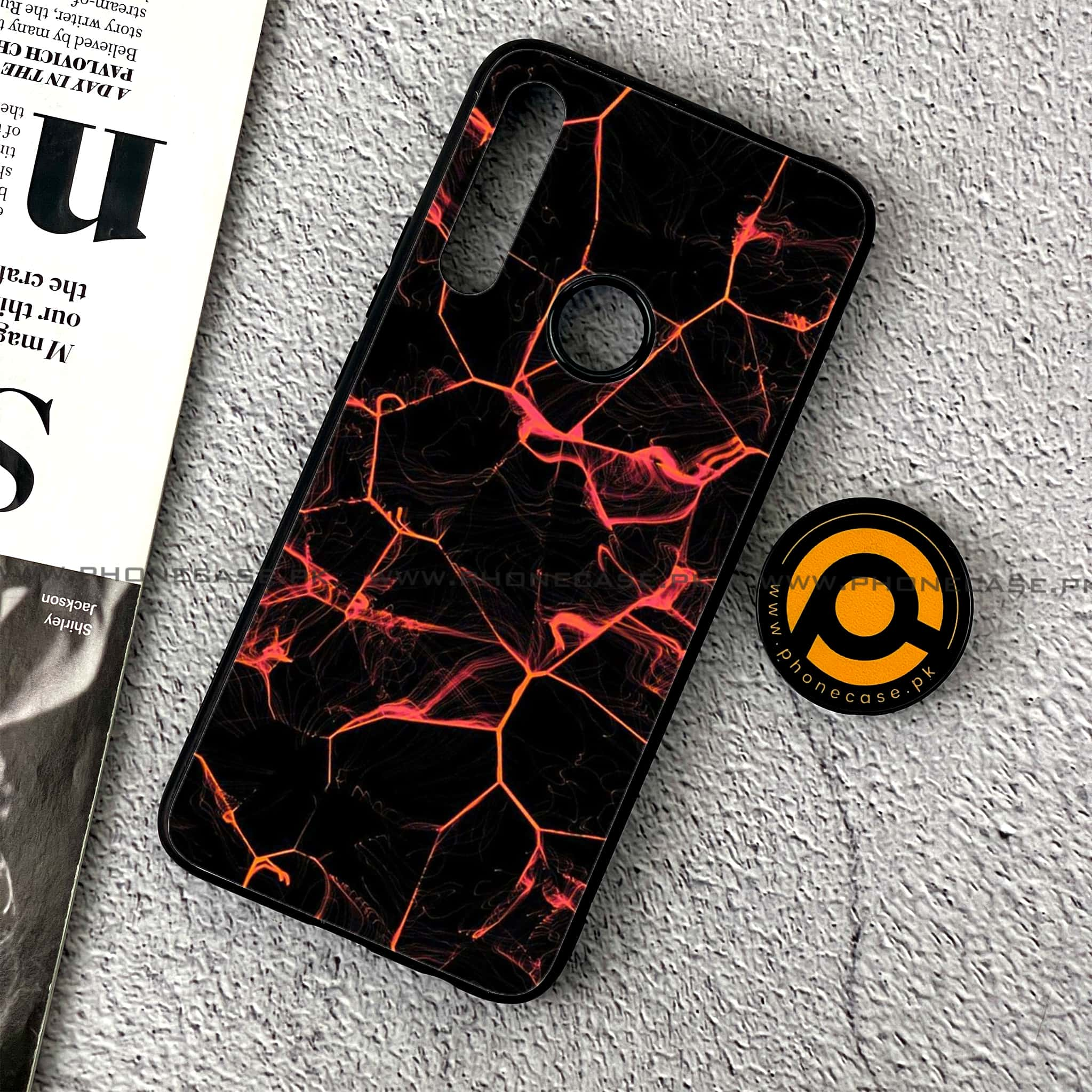 Huawei Y9 Prime (2019) - Black  Marble Series - Premium Printed Glass soft Bumper shock Proof Case