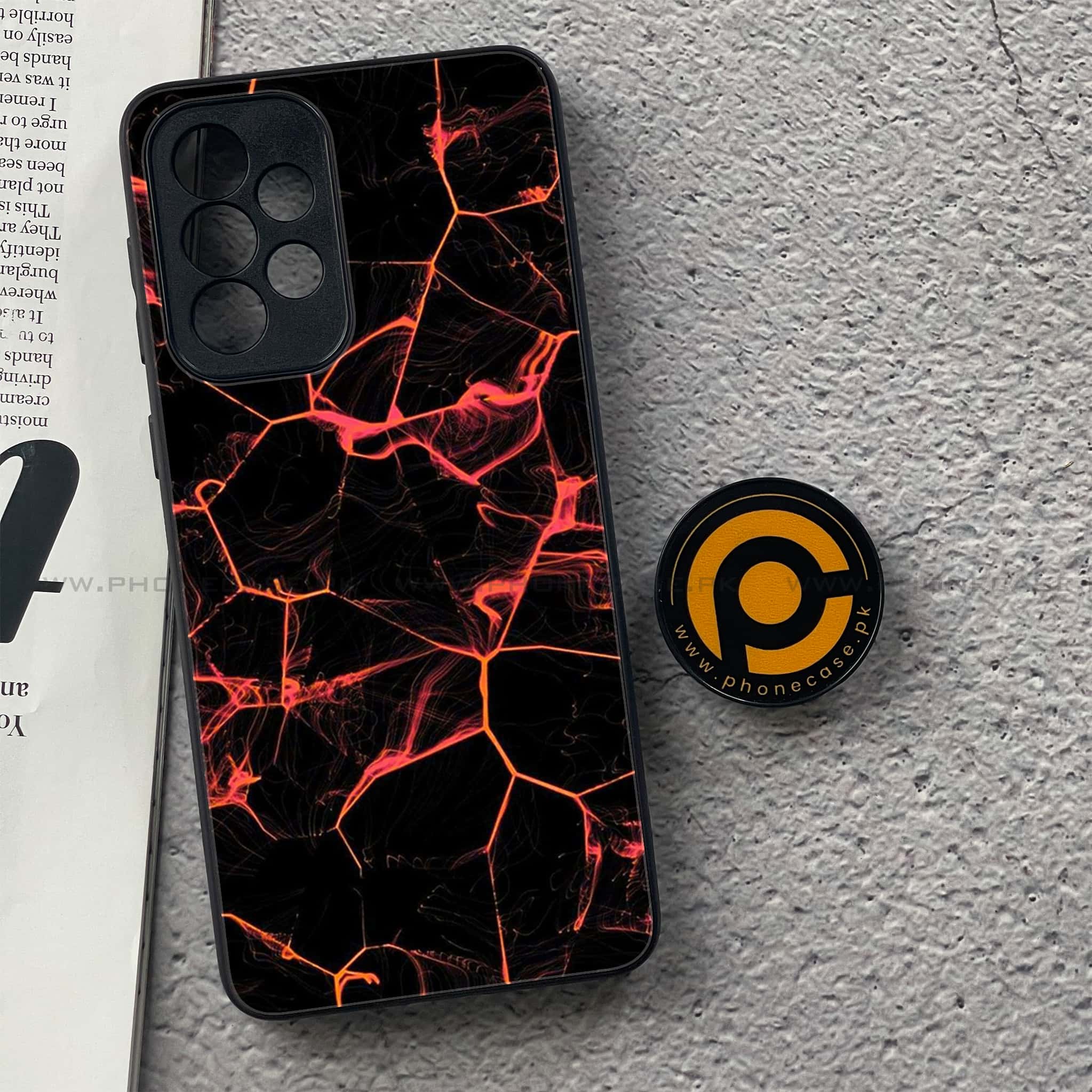 Samsung Galaxy A33 - Black Marble Series - Premium Printed Glass soft Bumper shock Proof Case