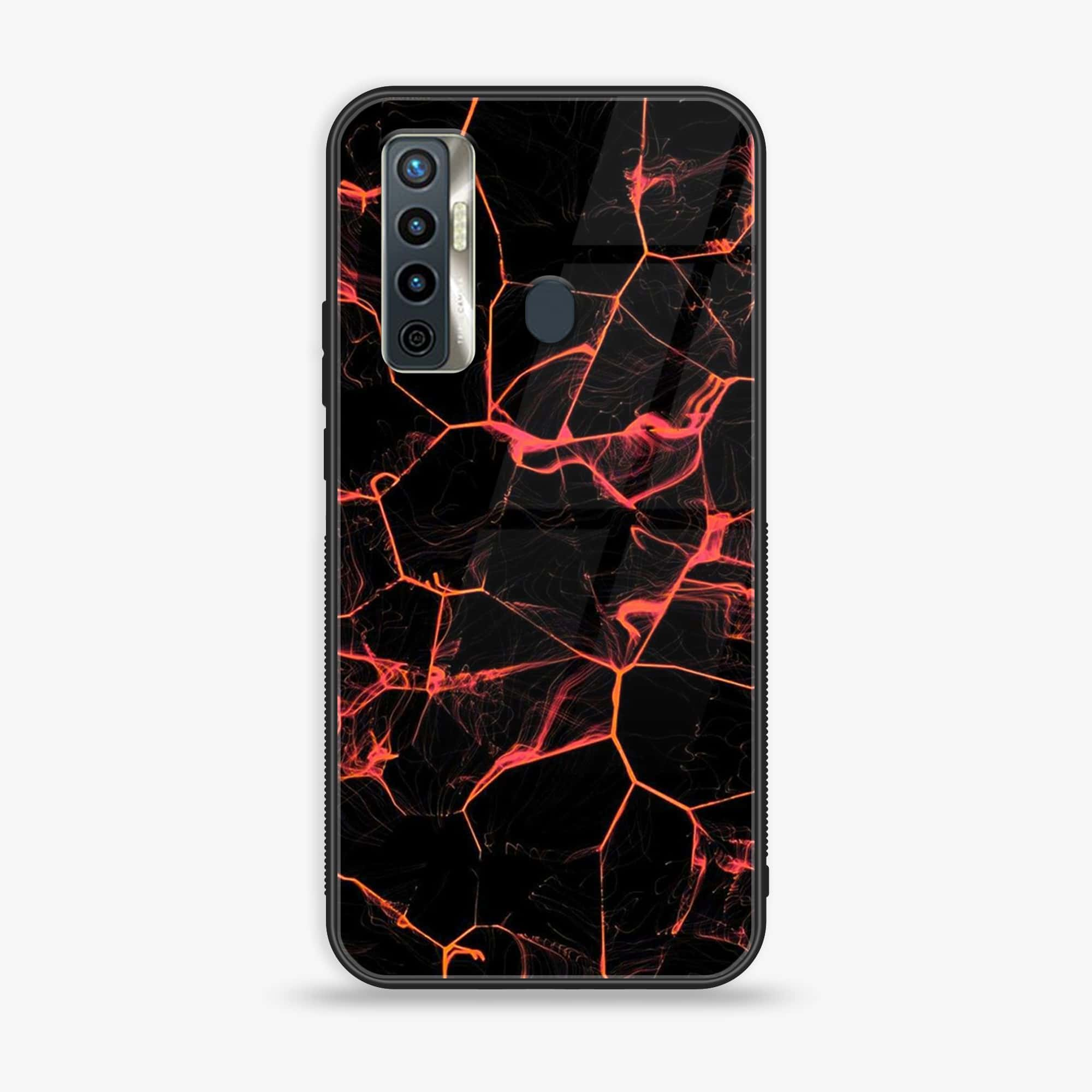 Tecno Camon 17 - Black Marble Series - Premium Printed Glass soft Bumper shock Proof Case