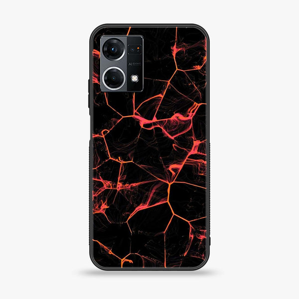 Oppo Reno 7 - Black Marble Design 8  - Premium Printed Glass soft Bumper shock Proof Case  CS-38236