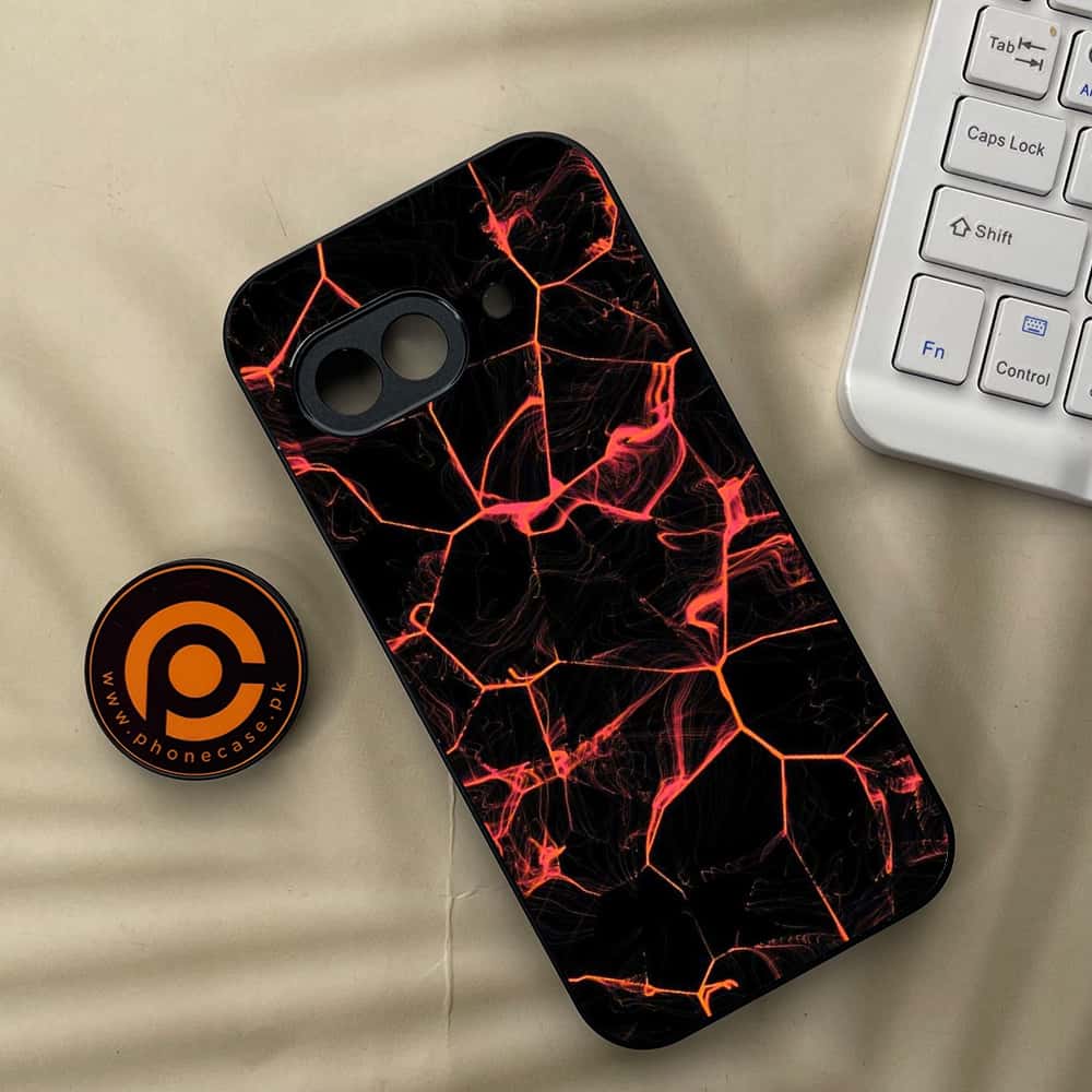 Google Pixel 9a - Black Marble Series - Premium Metal Printed soft Bumper Shock Proof Case