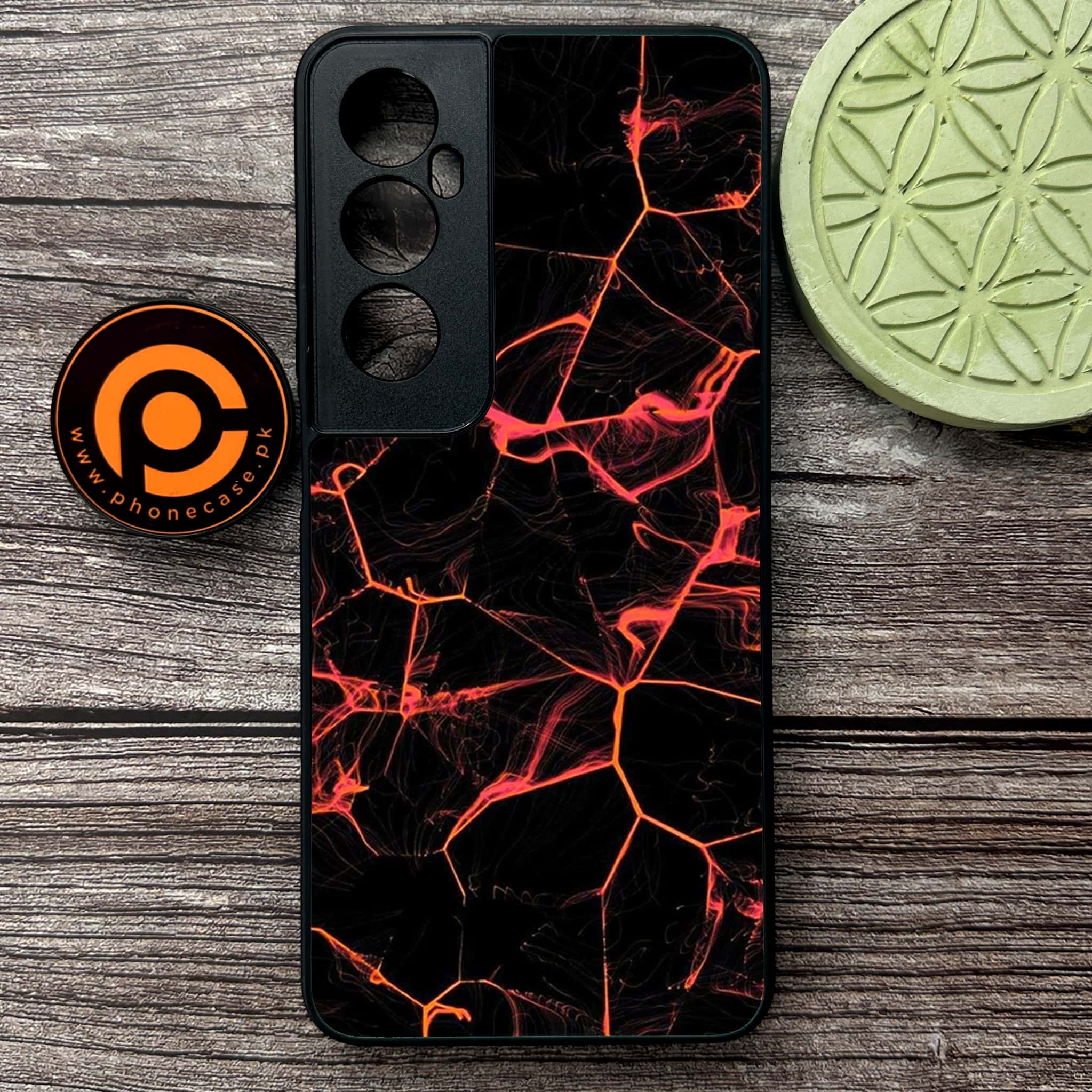 Realme C65  - Black Marble Series - Premium Metal Printed soft Bumper shock Proof Case