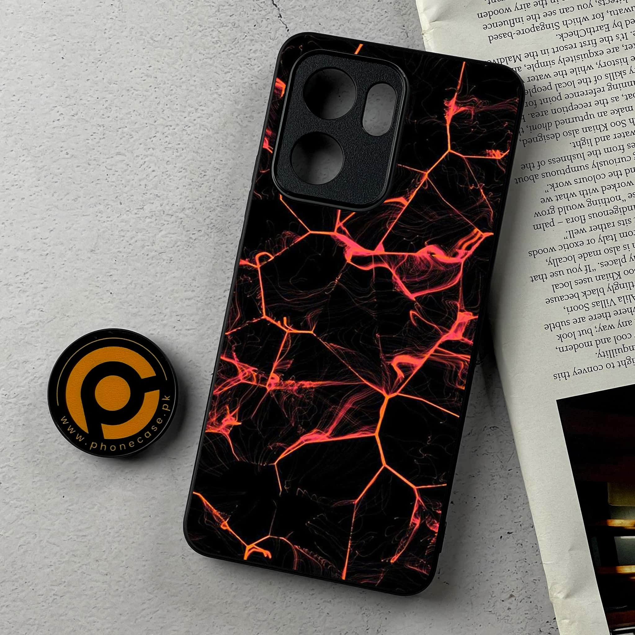 Oppo Reno 13F - Black Marble Series - Premium Metal Printed Soft Bumper Shockproof Case