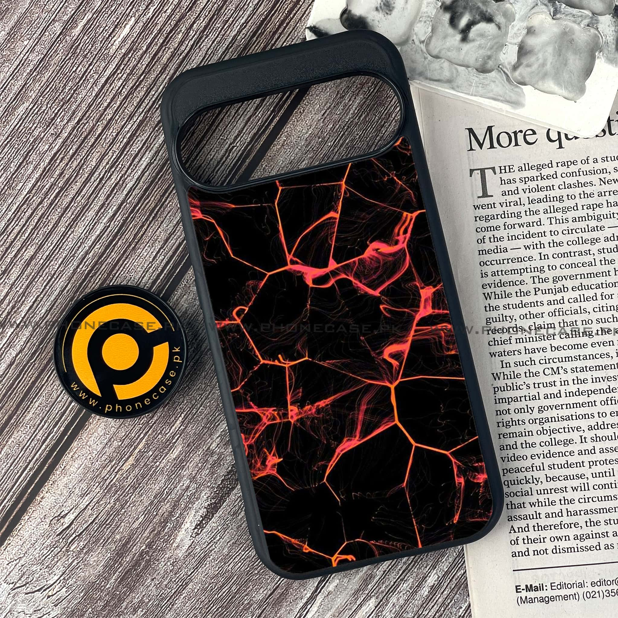 Google Pixel 9 Pro - Black Marble Series - Premium Printed Glass soft Bumper shock Proof Case