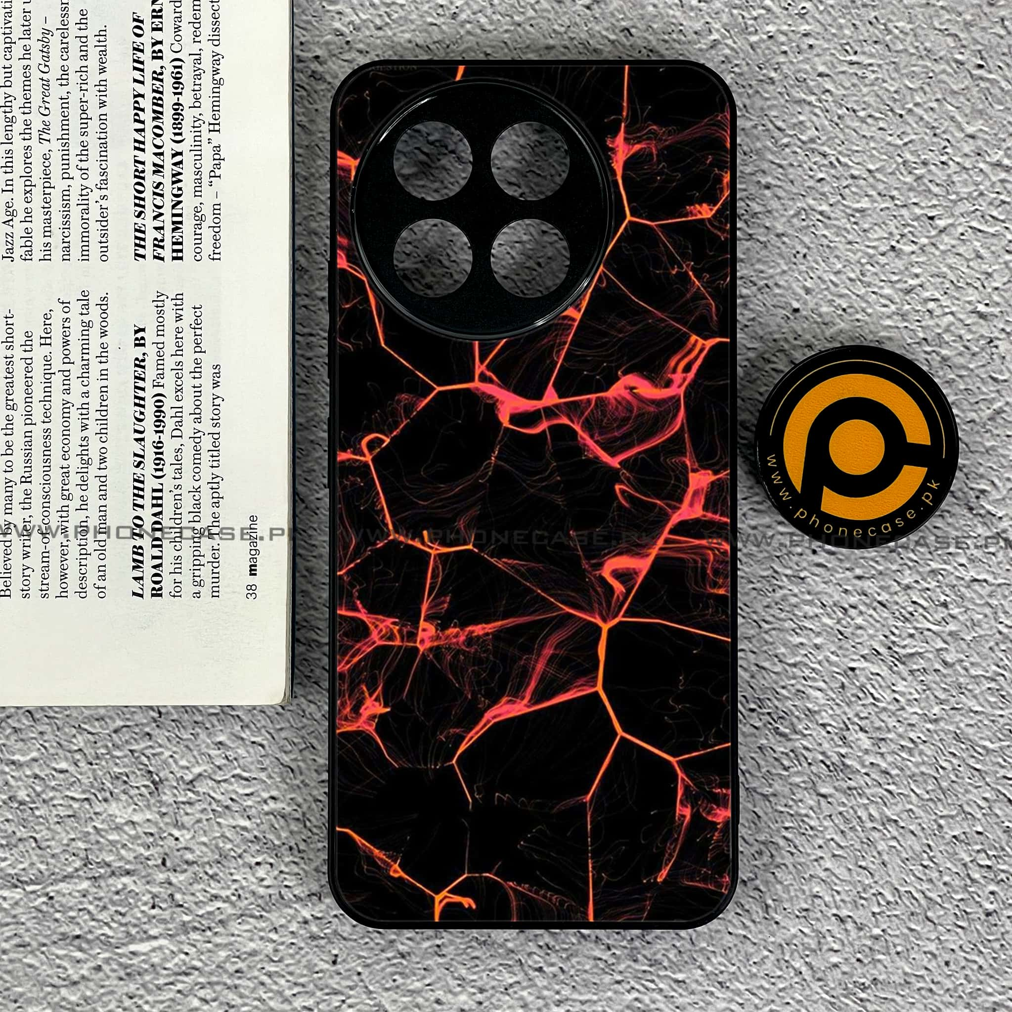 Tecno Spark 30 Pro - Black Marble Series - Premium Printed Glass soft Bumper shock Proof Case