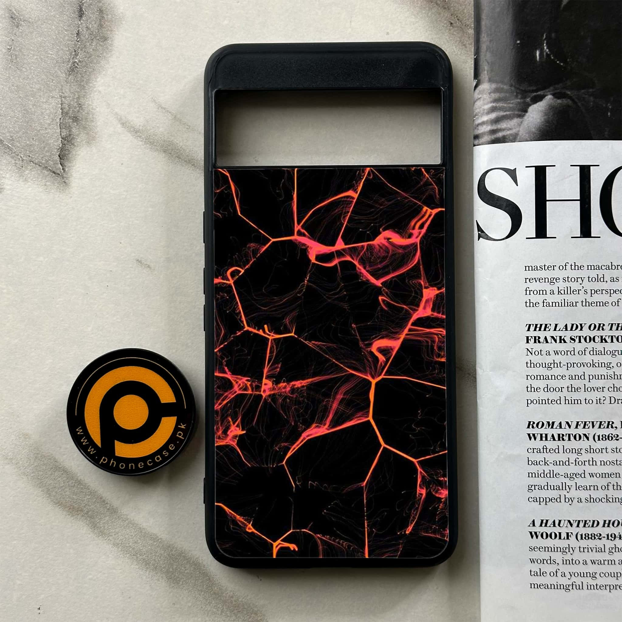 Google Pixel 8 Pro - Black Marble Series - Premium Printed Glass soft Bumper shock Proof Case