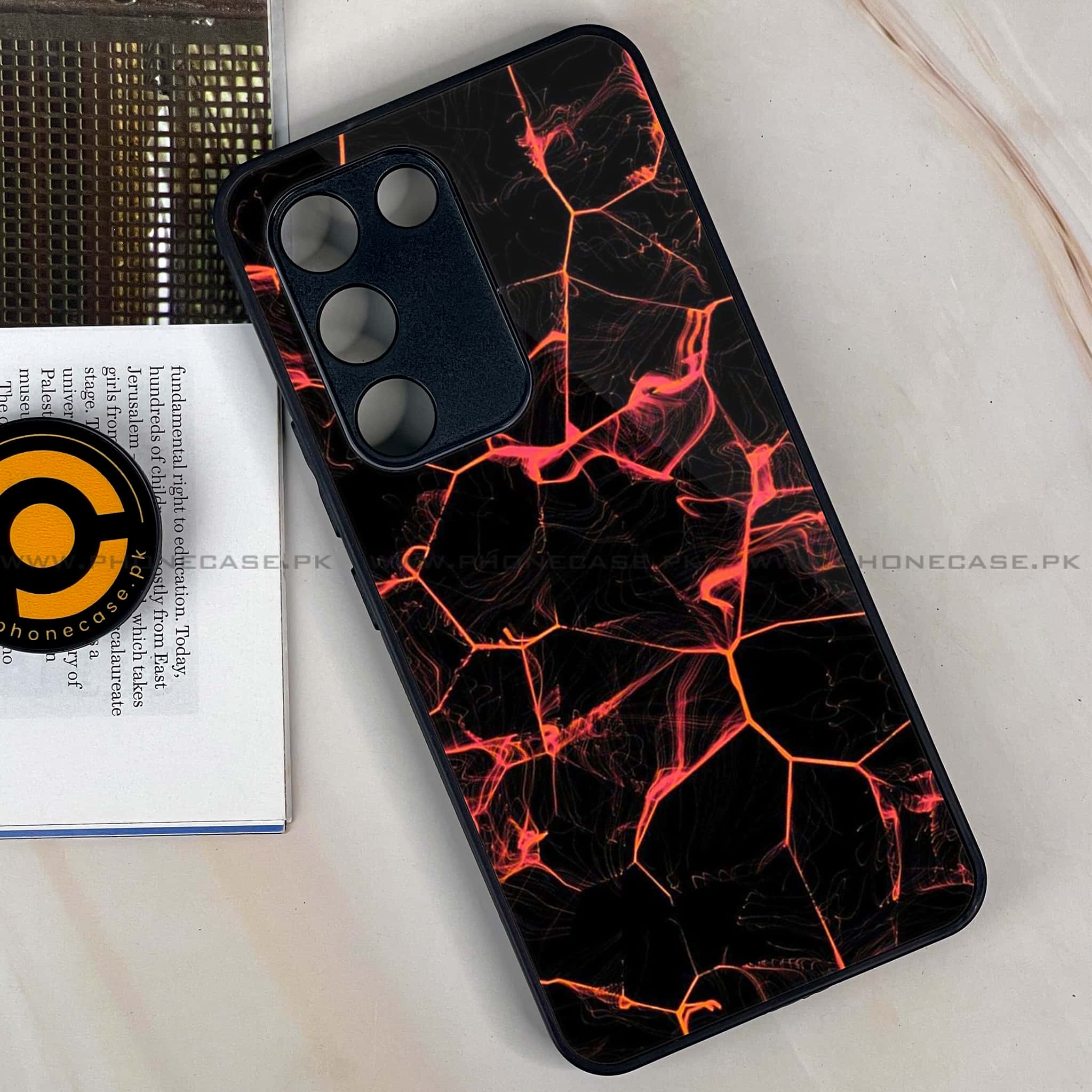 Vivo Y200e - Black Marble Series - Premium Metal Printed soft Bumper shock Proof Case