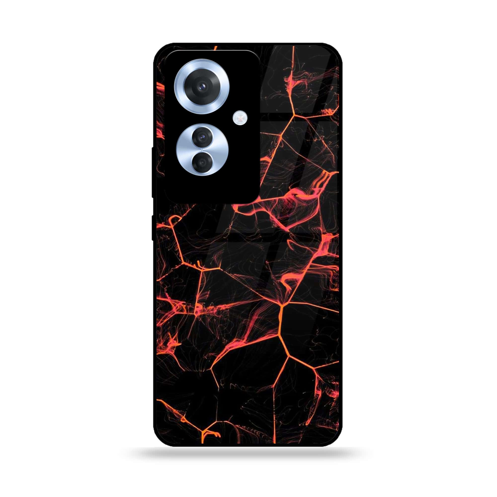 Oppo F25 Pro - Black Marble Series - Premium Printed Glass soft Bumper shock Proof Case