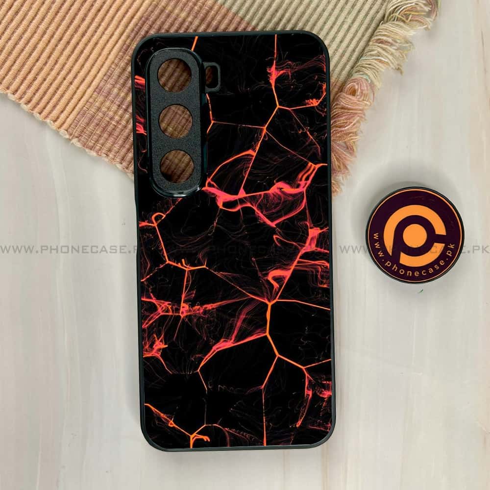 Infinix Hot 60i - Black Marble Series - Premium Metal Printed soft Bumper shock Proof Case