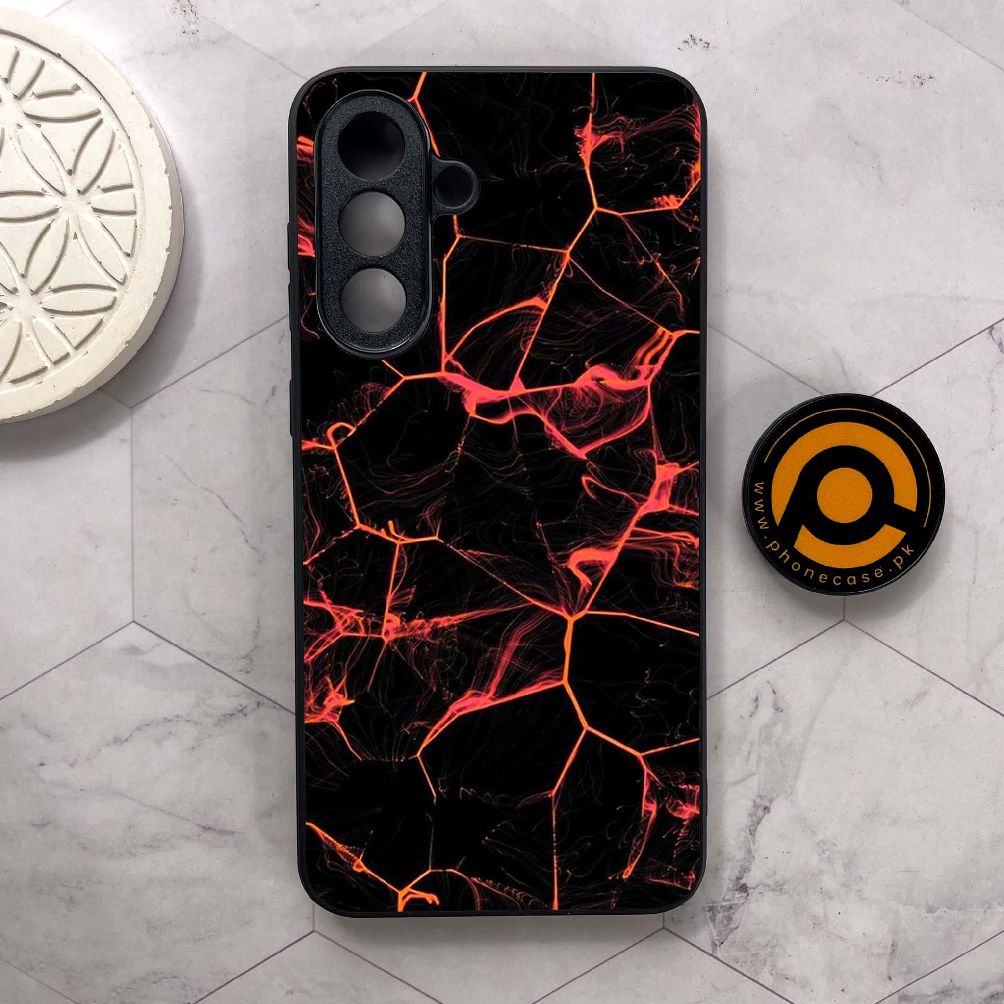 Samsung Galaxy A56 5G -  Black Marble Series - Premium Metal Printed soft Bumper shock Proof Case