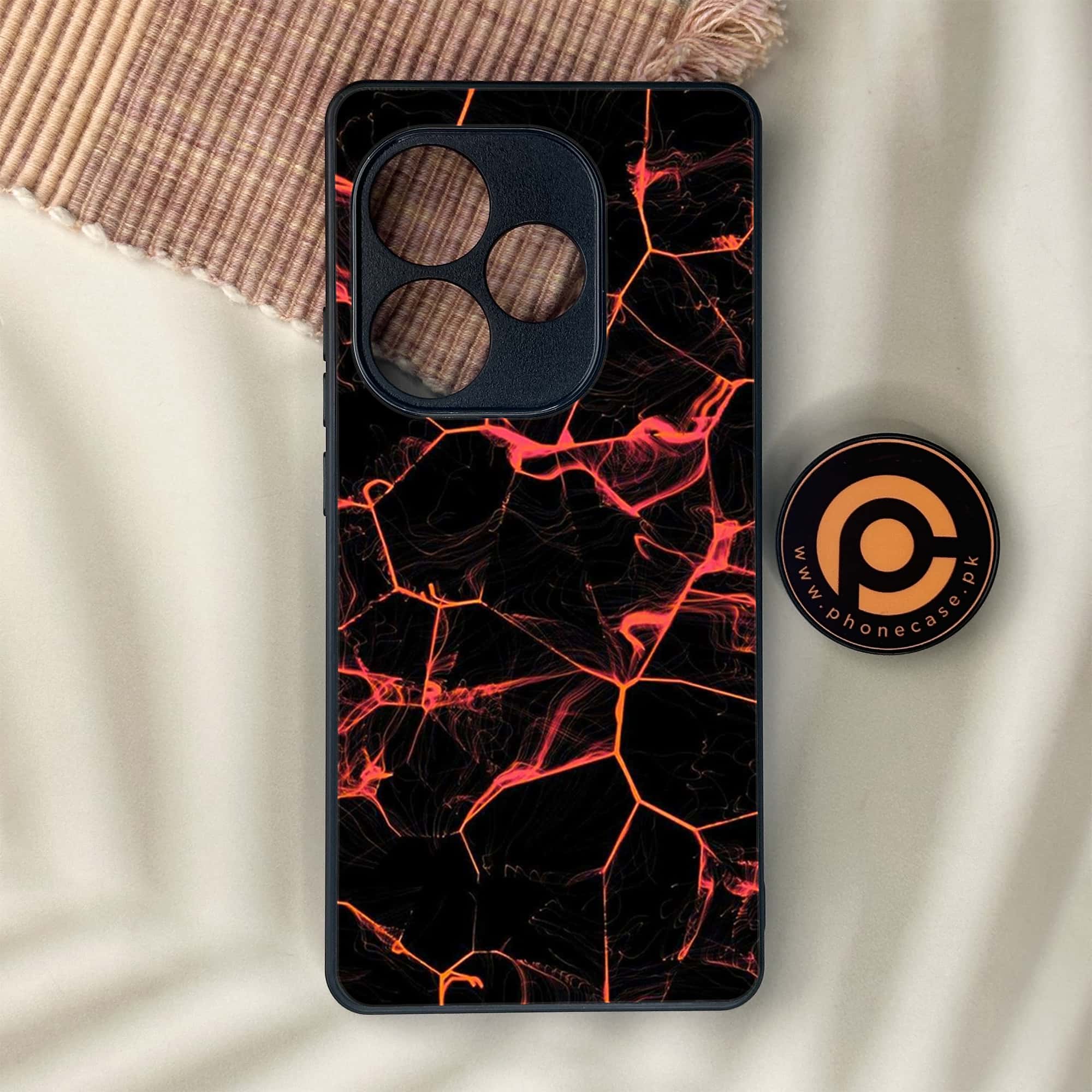 Realme GT 6 - Black Marble Series - Premium Metal Printed soft Bumper shock Proof Case