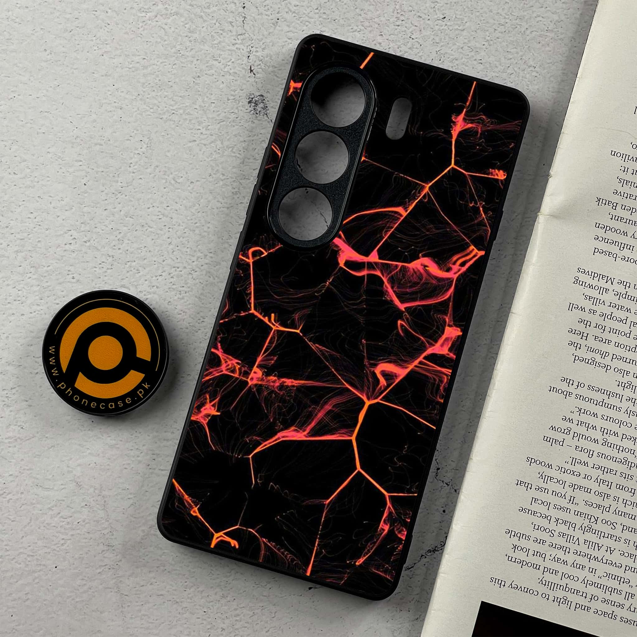 Tecno Camon 40 - Black Marble Series - Premium Metal Printed Soft Bumper Shockproof Case