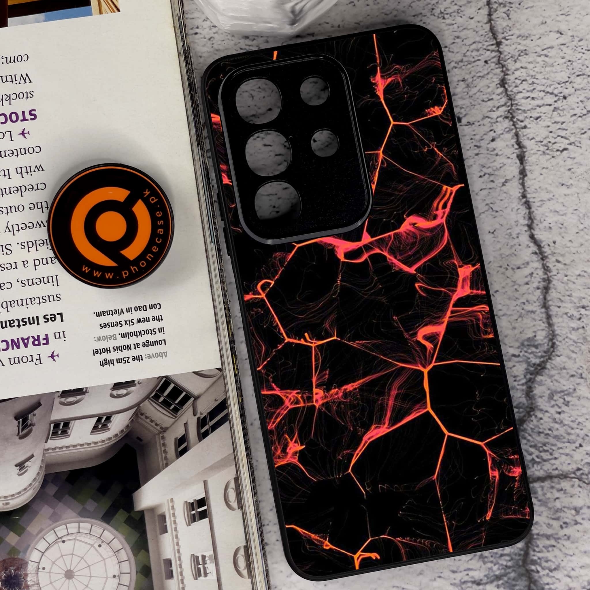 Vivo Y29 4G - Black Marble Series - Premium Metal Printed soft Bumper Shock Proof Case