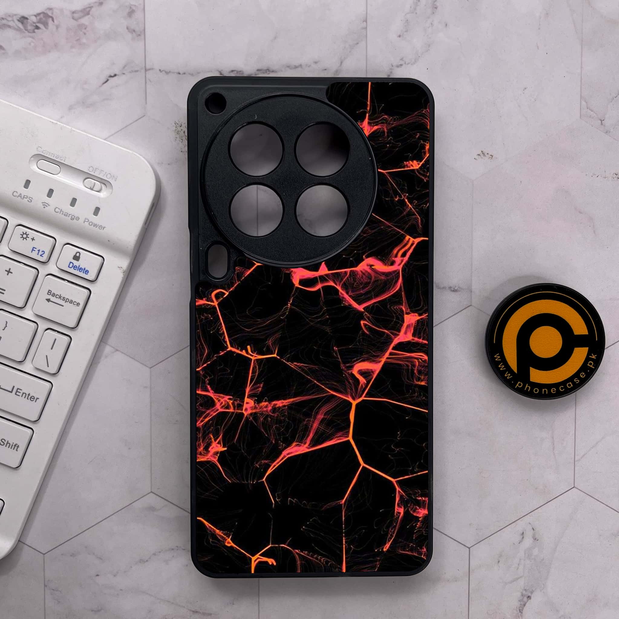Tecno Camon 30 Premier - Black Marble Series - Premium Metal Printed soft Bumper shock Proof Case
