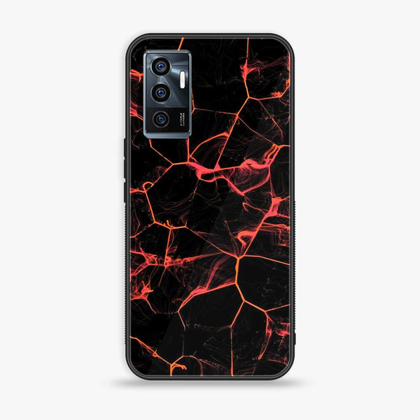 Vivo V23e - Black Marble Design 8 - Premium Printed Glass soft Bumper shock Proof Case CS-16149