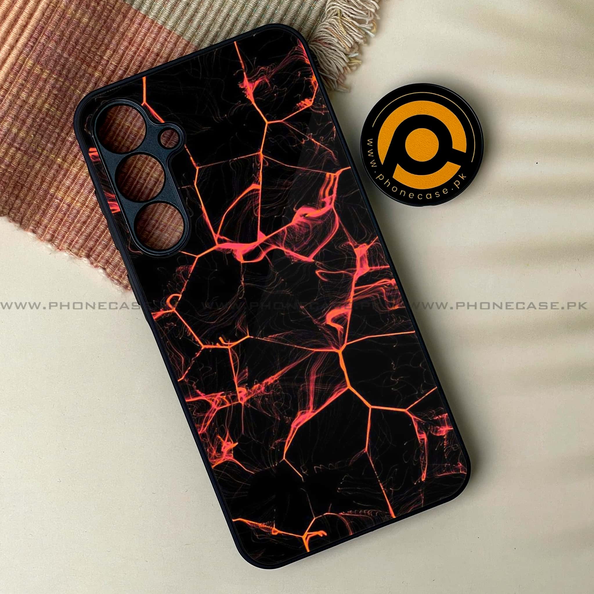 Samsung Galaxy A25 - Black Marble Series - Premium Printed Glass soft Bumper shock Proof Case
