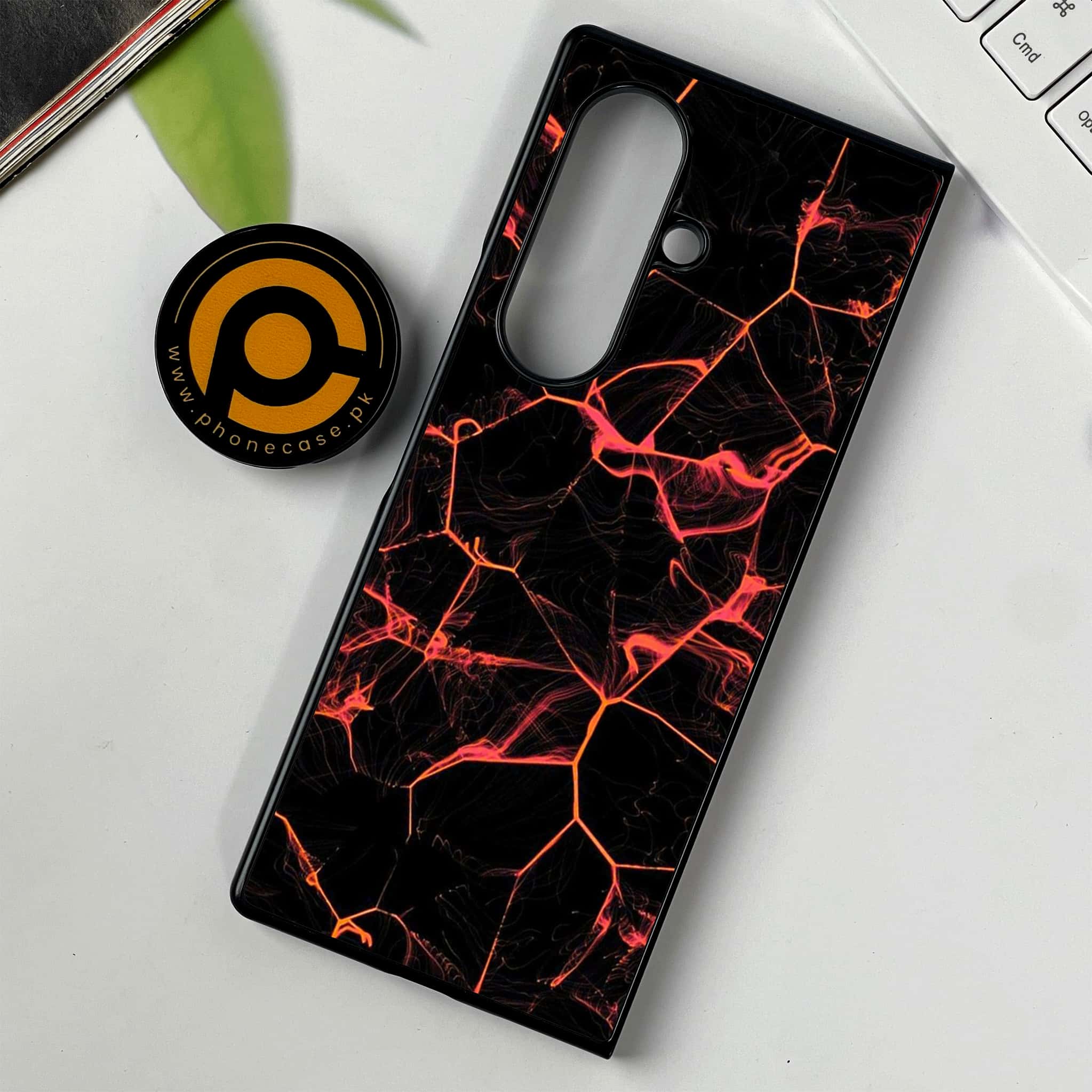 Samsung Galaxy Z Fold 7 - Black Marble Series - Premium Metal Printed soft Bumper shock Proof Case