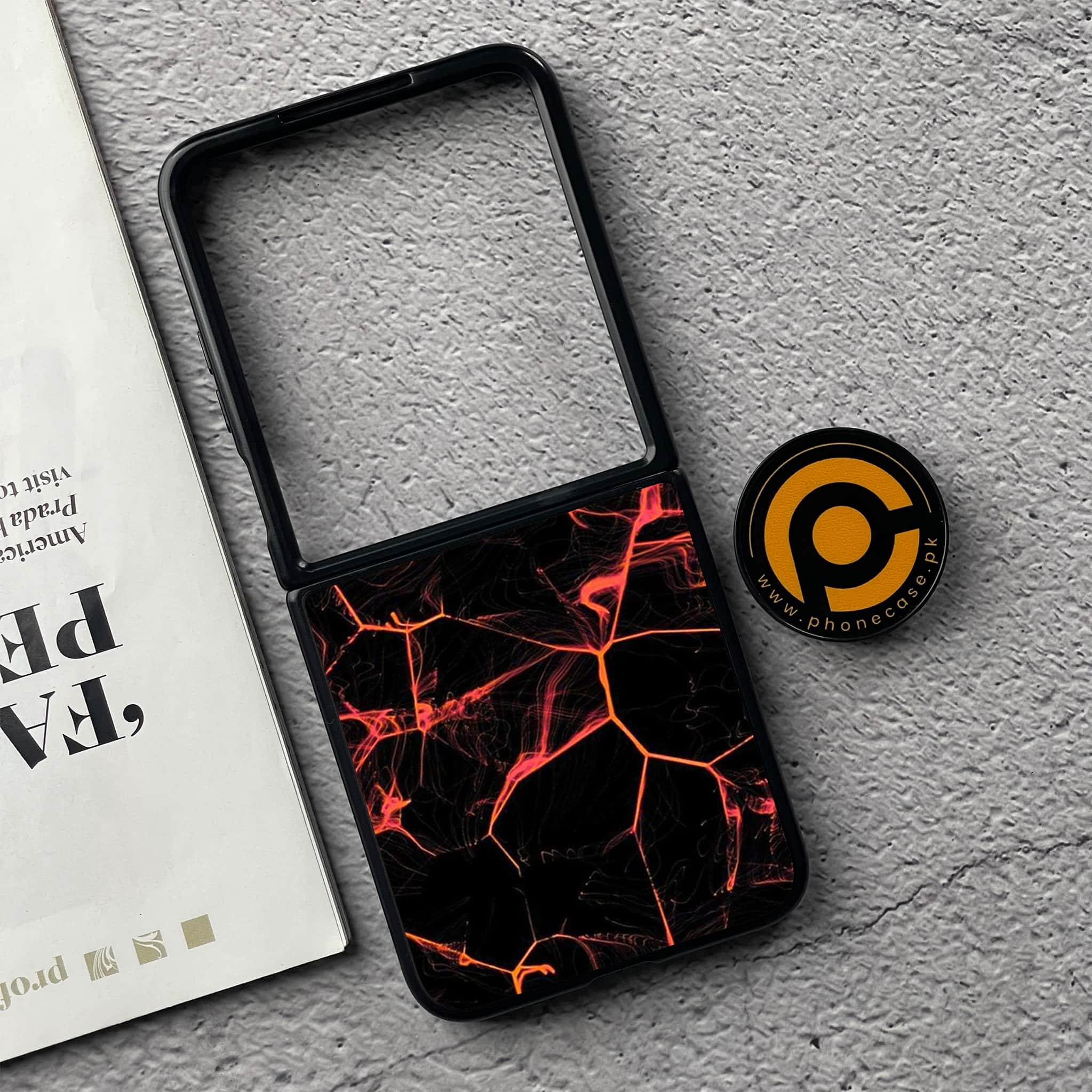 Xiaomi Mix Flip - Black Marble Series - Premium Metal  Printed soft Bumper shock Proof Case