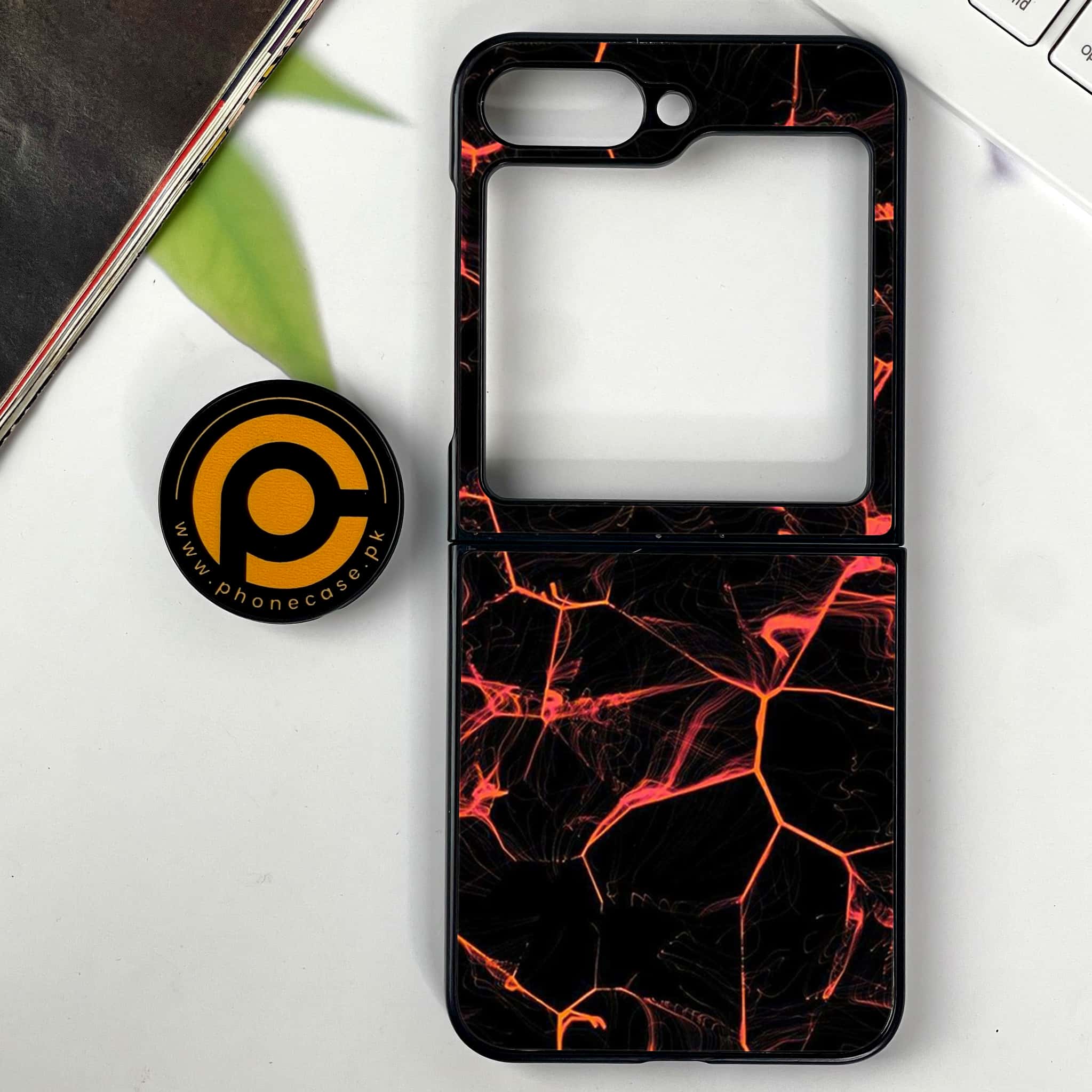 Galaxy Z Flip 7 - Black Marble Series - Premium Metal Printed soft Bumper shock Proof Case