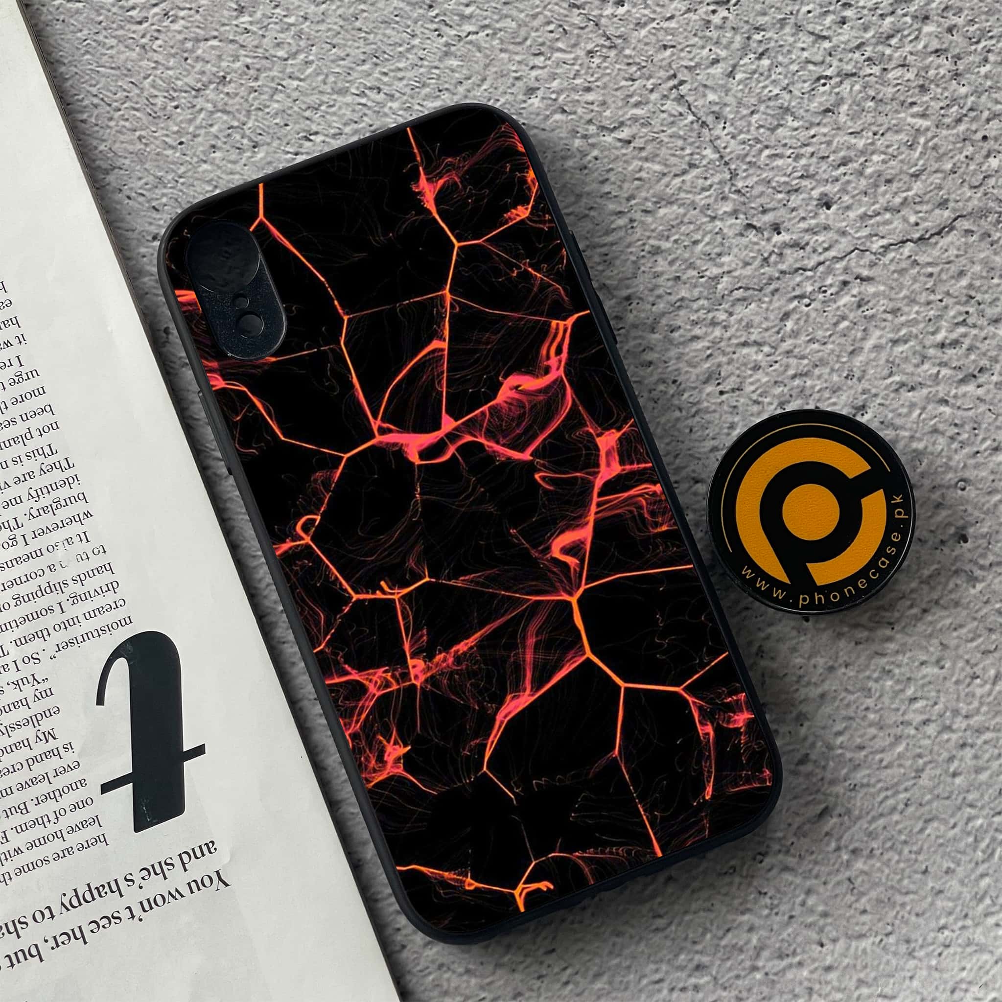 iPhone XR - Black Marble Series - Premium Metal Printed soft Bumper shock Proof Case
