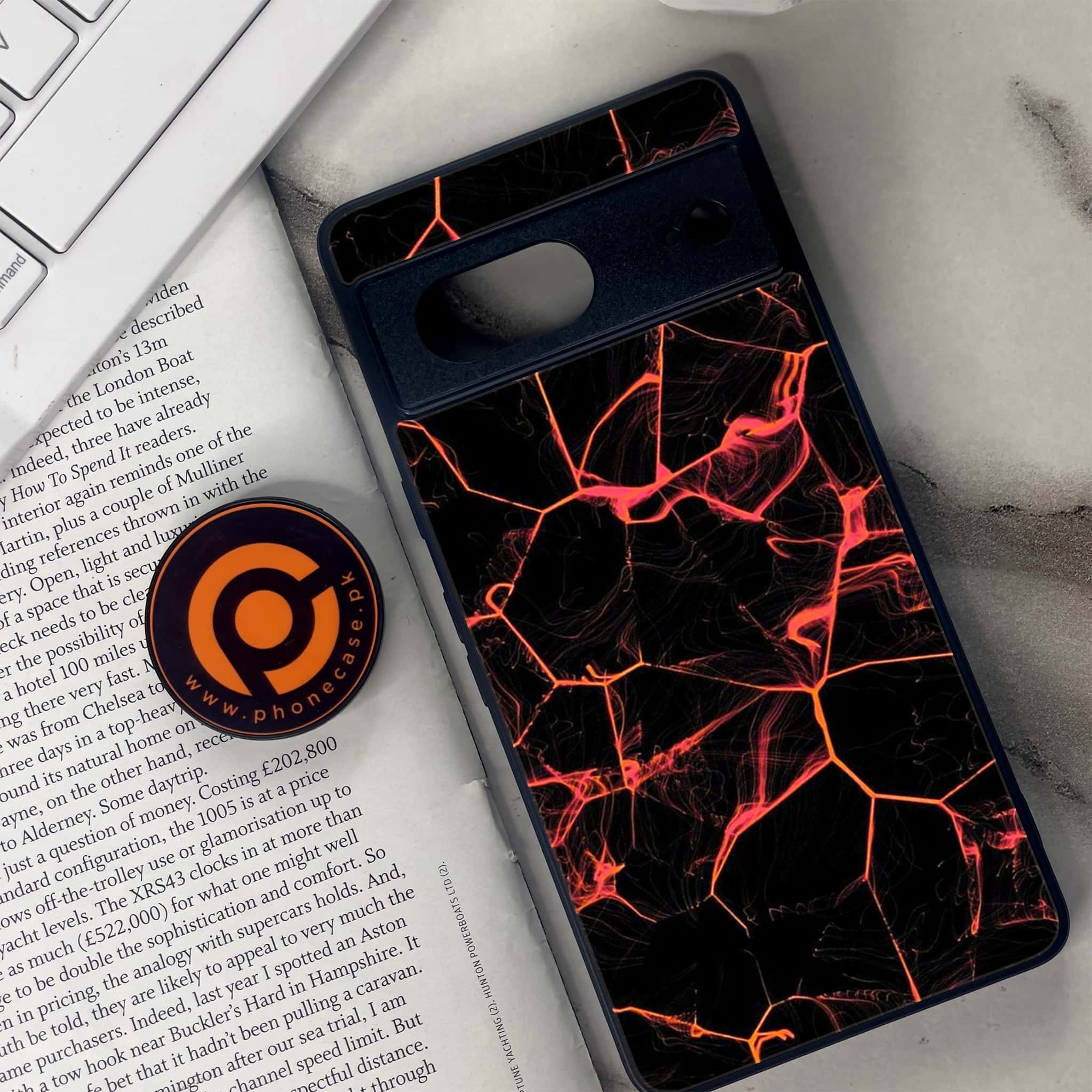 Google Pixel 7 - Black Marble Series - Premium Metal Printed soft Bumper Shock Proof Case