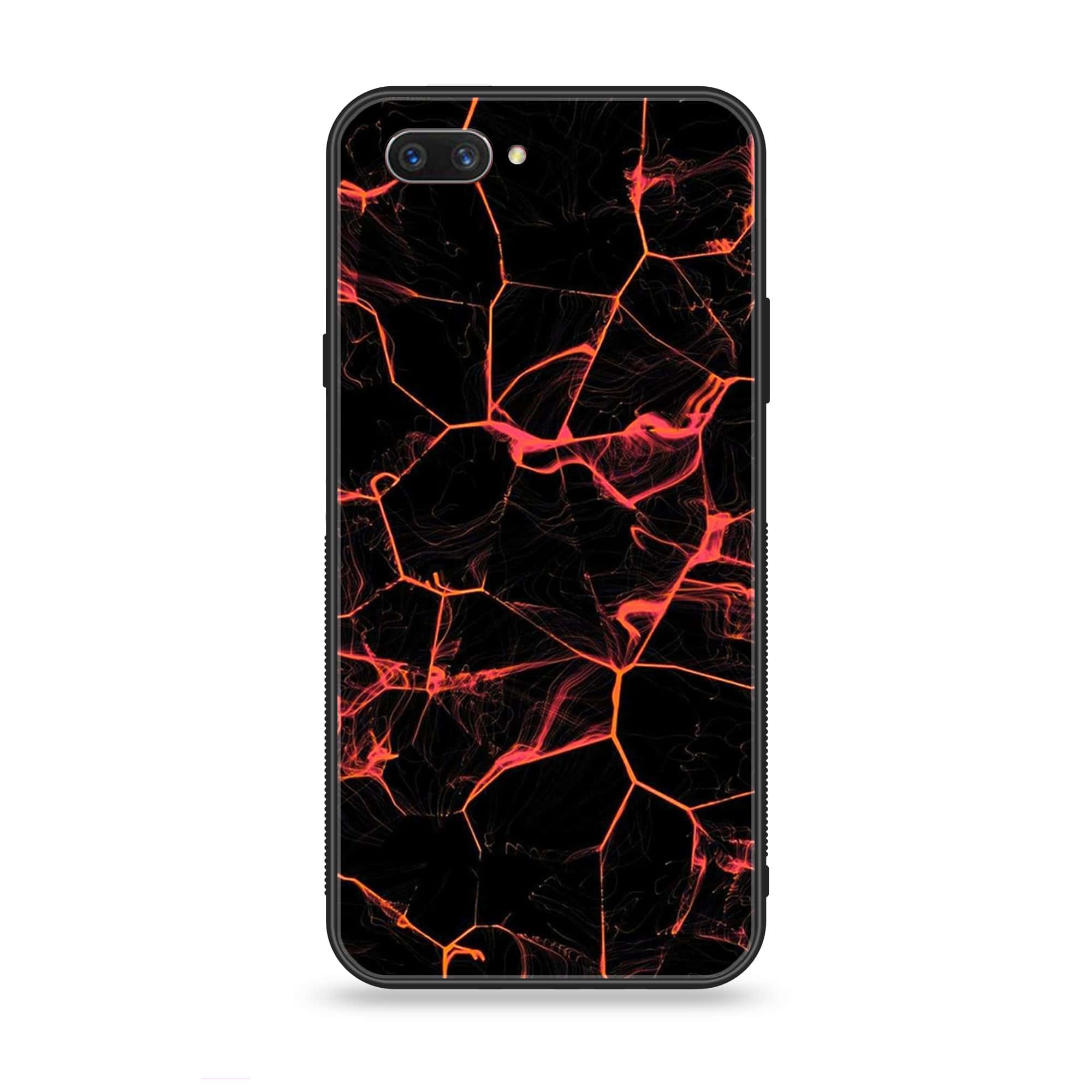 Oppo A3s - Black Marble Series - Premium Printed Glass soft Bumper shock Proof Case