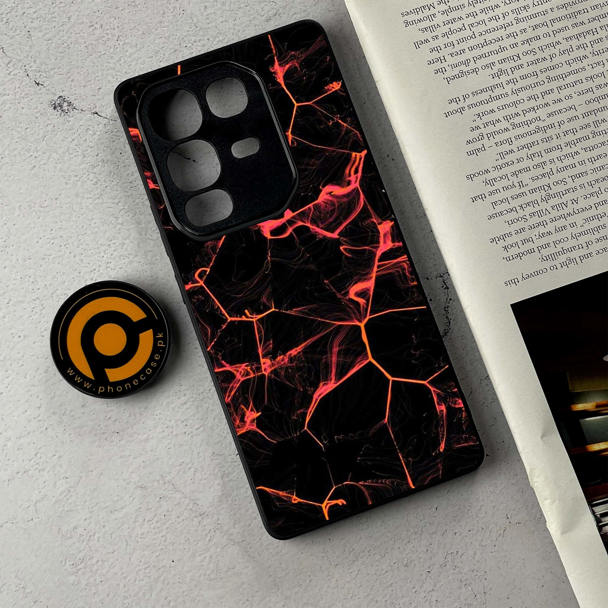 Infinix Note 50 Pro Plus - Black Marble Series - Premium Metal Printed Soft Bumper Shockproof Case