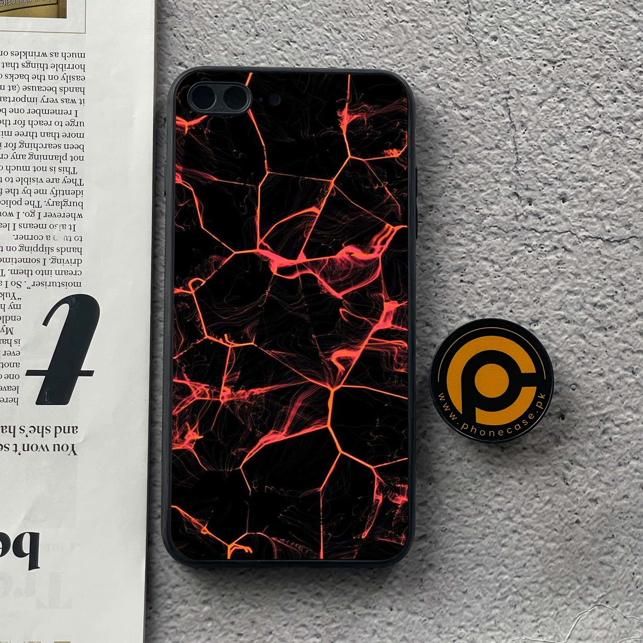 iPhone 8 Plus- Black Marble Series - Premium Printed Glass soft Bumper shock Proof Case