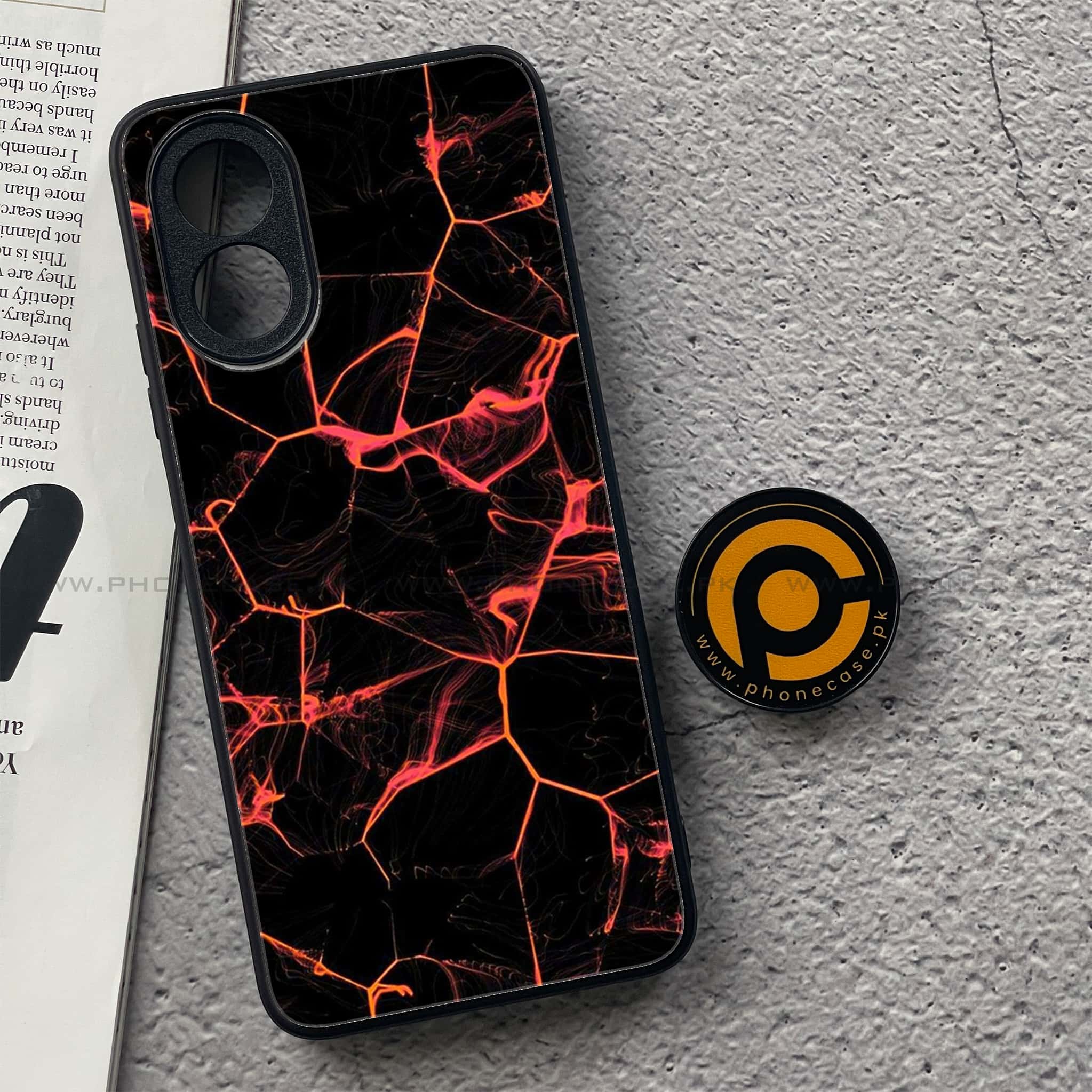 Oppo A18 4G - Black Marble Series - Premium Printed Glass soft Bumper shock Proof Case